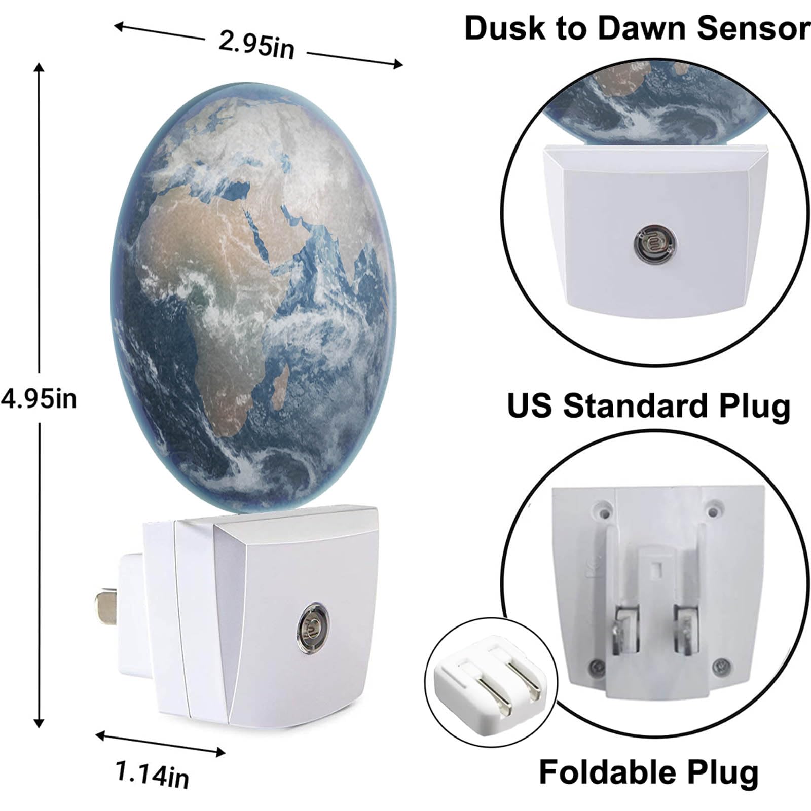 Uanvaha Planet Night Lamp Earth With Continents Oceans Plug In Night Lights Auto Led Lamp Energy Saving Round Lights For Boys Gi