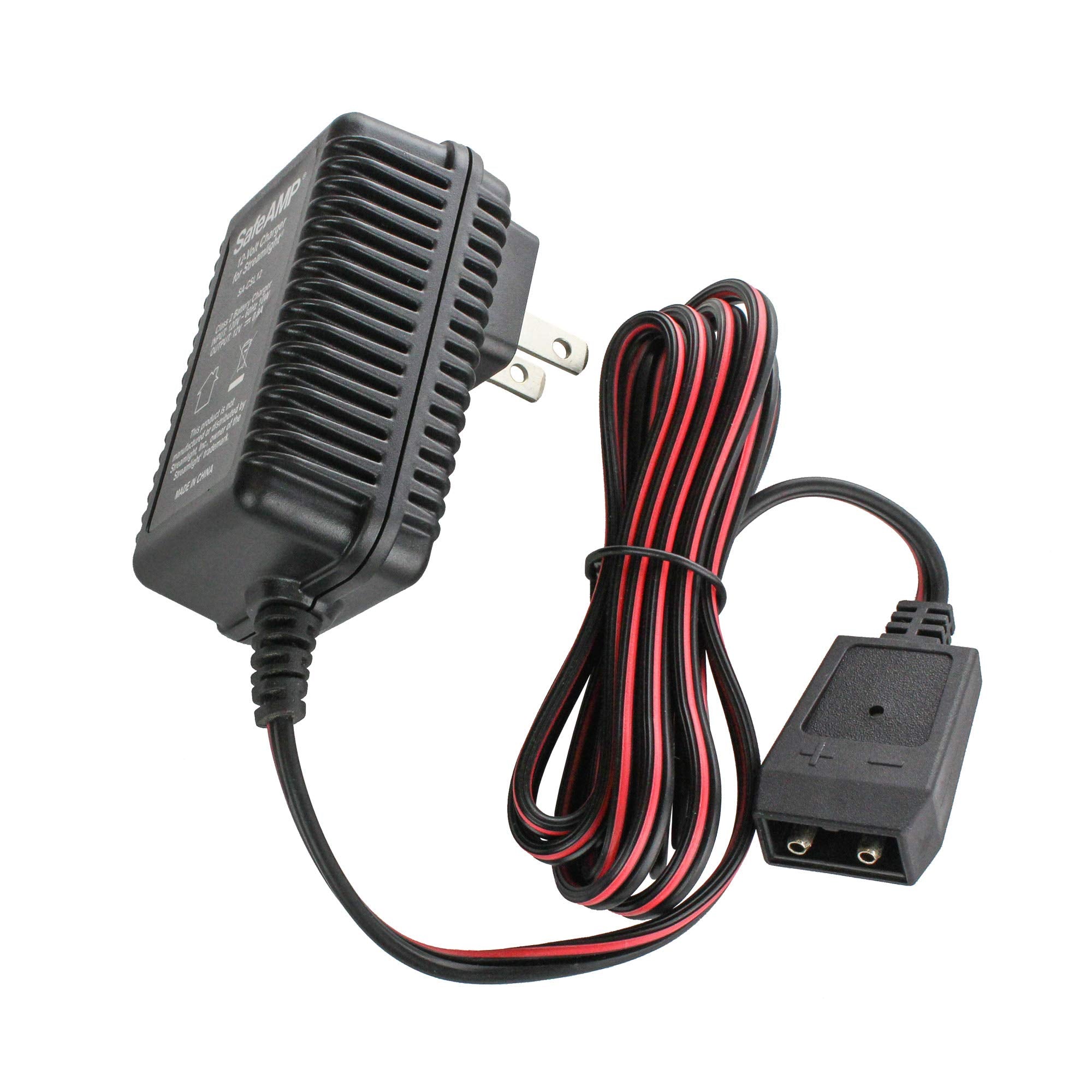 Safeamp 12V Charger For Streamlight Rechargeable Flashlights - Black Plastic Design