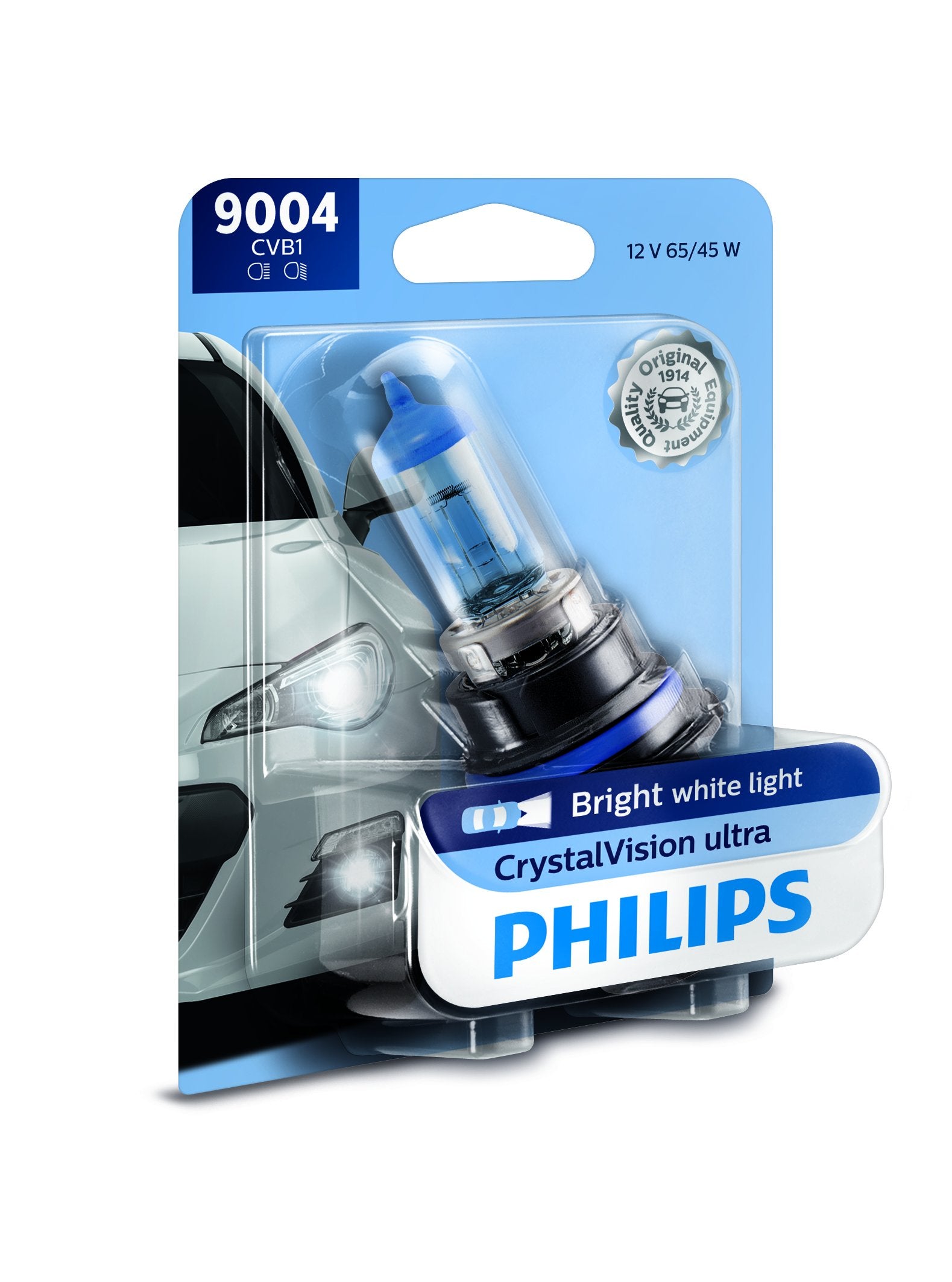 Philips 9004 Crystalvision Ultra Upgrade Bright White Headlight Bulb, 1 Pack