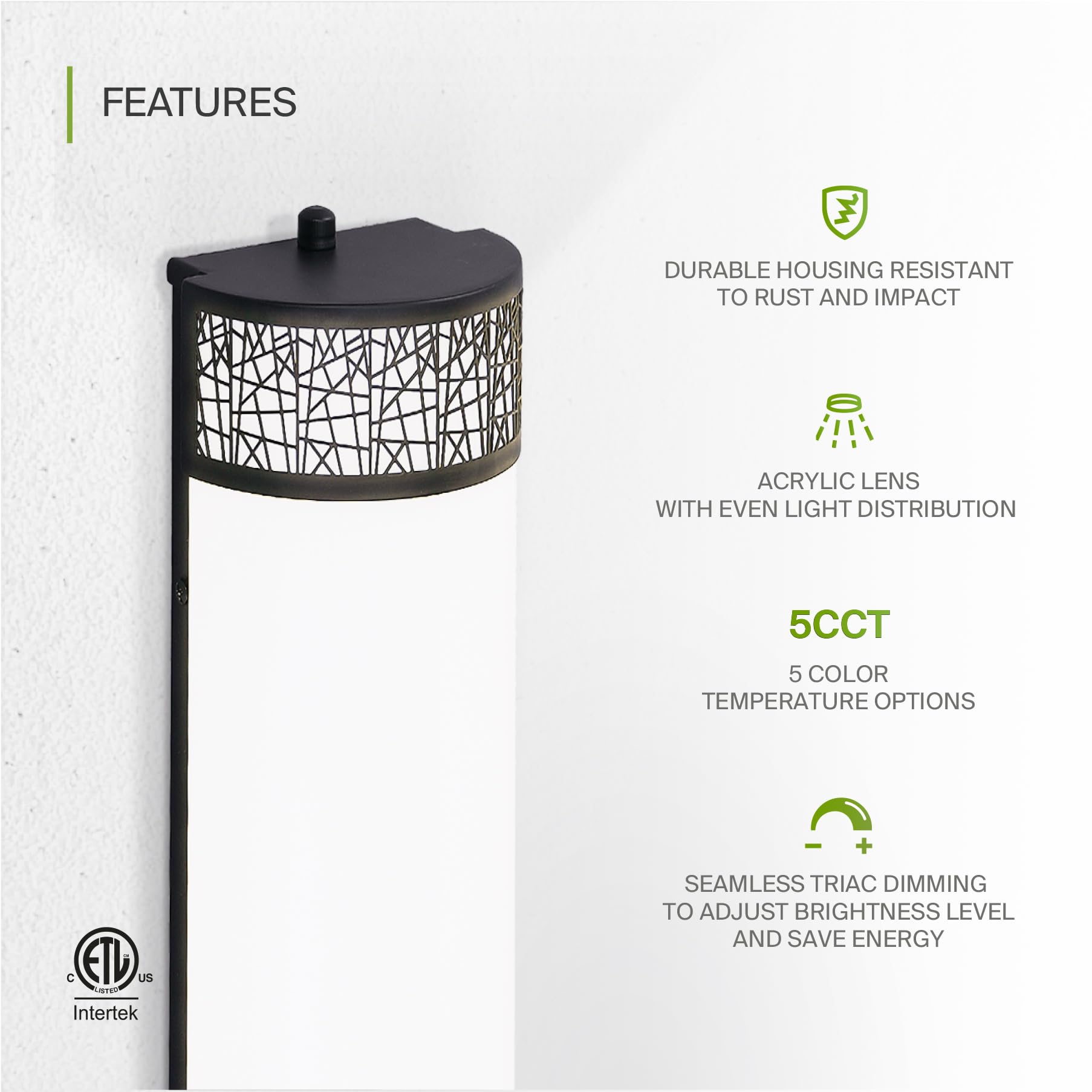 ASD 18 Inch LED Bathroom Vanity Light - Dimmable 20W, Adjustable 2700K-5000K, Matte Black, 4 Pack, Model A-LVF-LF18