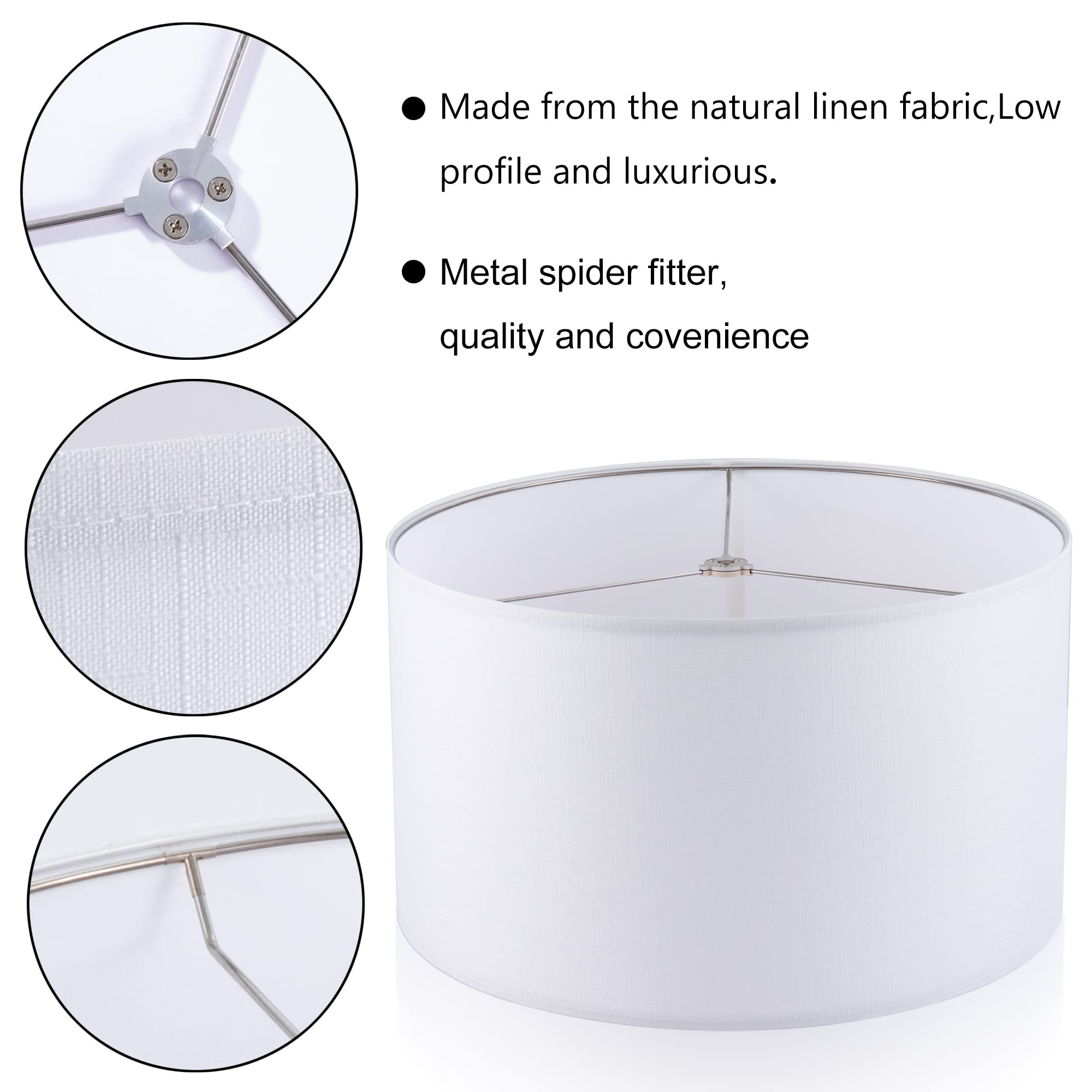 Wellmet 18''X18''X12'' Assembly Required Lampshades For Table Lamp,Bedside Lamp,Floor Lamp,Fabric Drum Lamp Shades Classic Moder