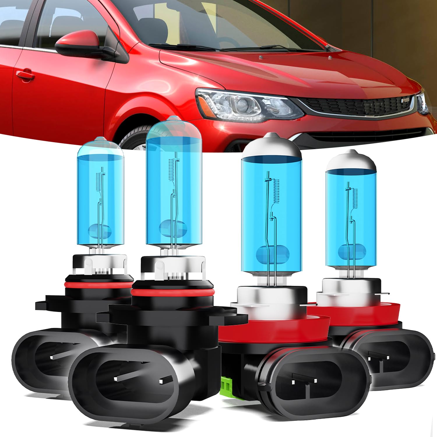 TTDBDAN Halogen Headlights Fit for Chevrolet Chevy Sonic 2012 2013 2014 2015 2016 Headlight Bulbs,9005/HB3/H10 High Beam + H11/H