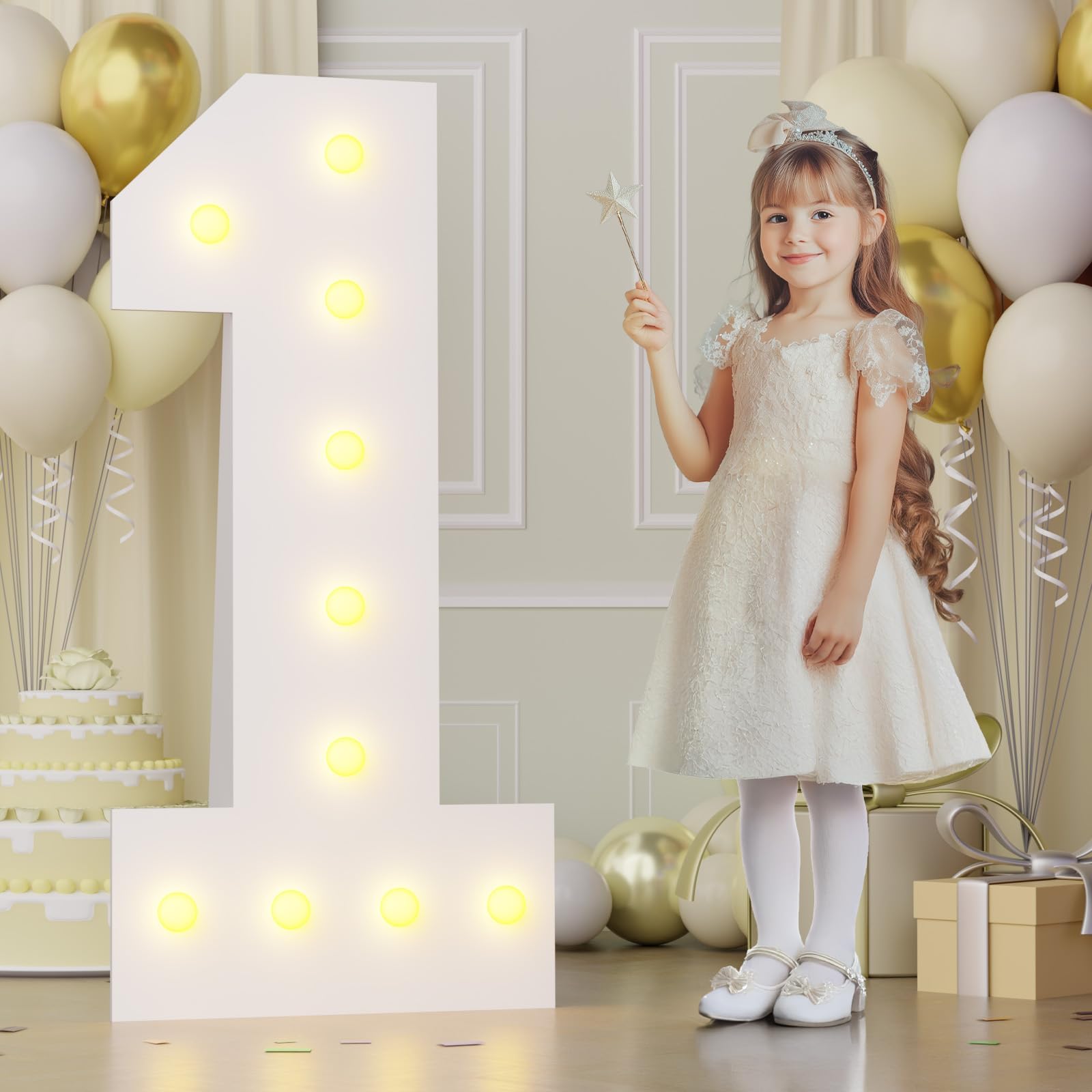 4Ft Marquee Numbers  Big Light Up Numbers For 1St 15Th Birthday Decorations - Warm Light 4 Feet Tall For Anniversary Party Decor  Number 1