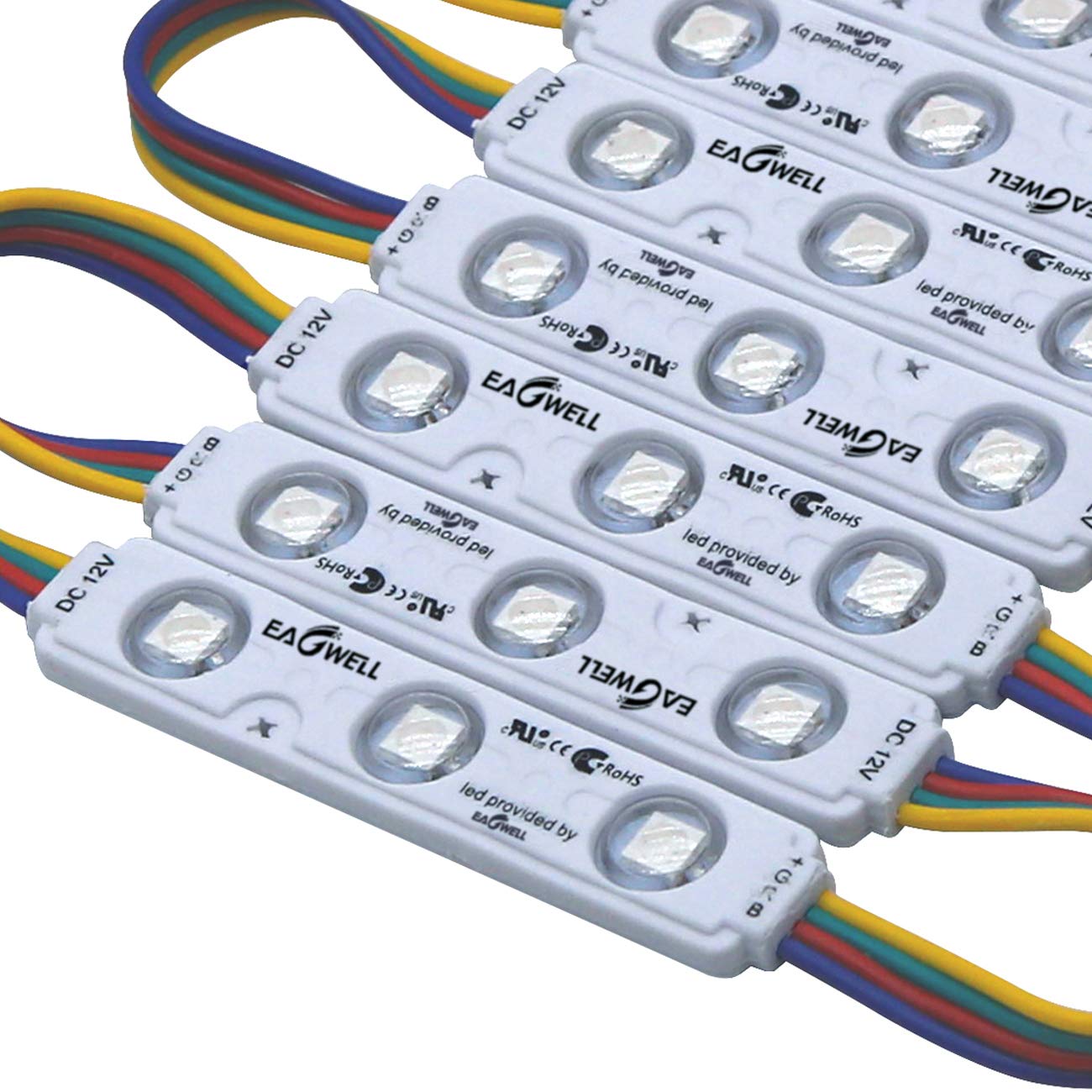 200 PCS 12V LED Module Lights, Super Bright 5050 SMD RGB Color Changing, 1.44W 100FT Waterproof IP65, Multi-Colored Light Lamp f