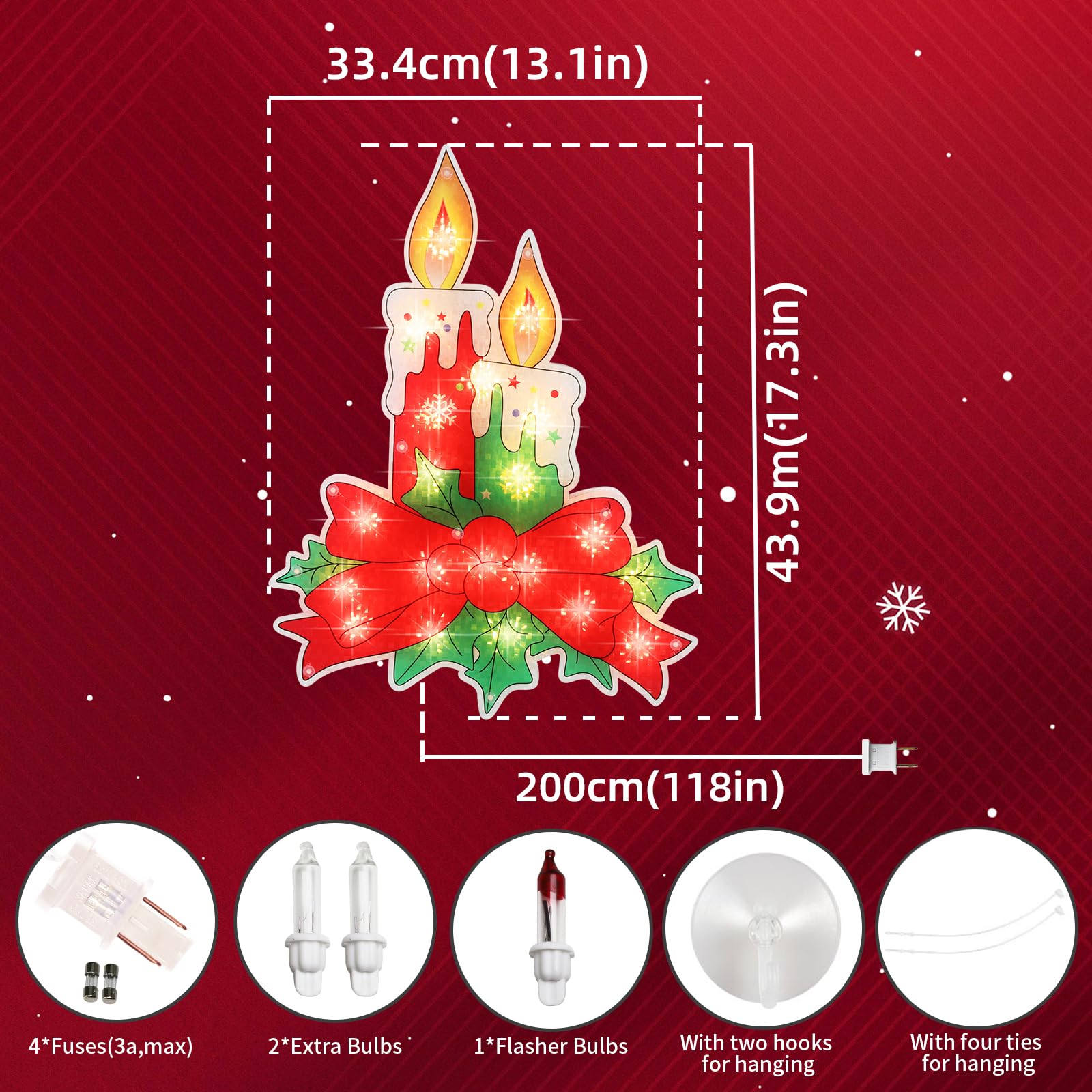 Lamphome Christmas Window Silhouette Lights Decorations, Lighted Candle Christmas Window Lights For Christmas,Party,Home,Patio Lawn,Garden