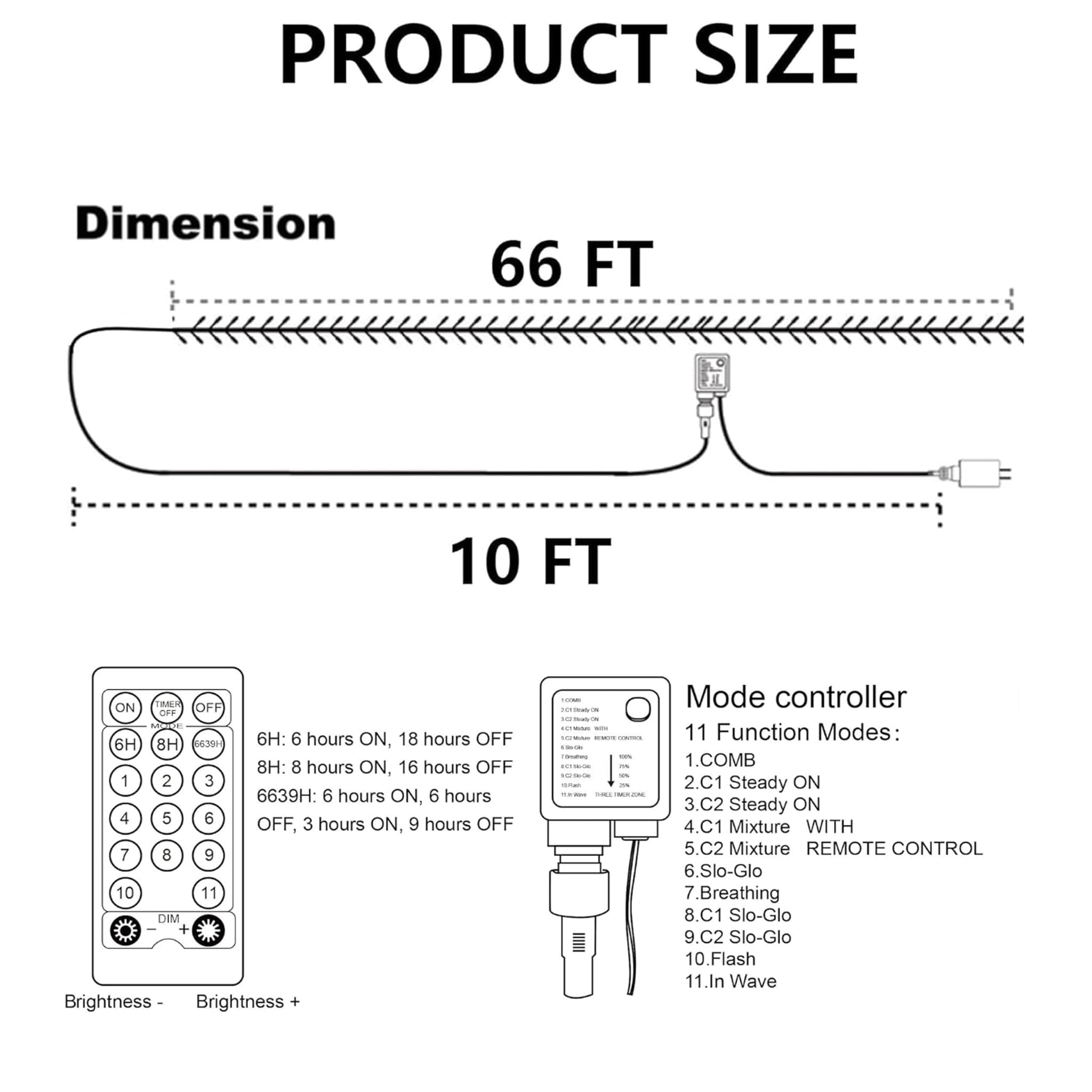 Tw Shine 66Ft 200 Led Color Changing Christmas Lights, Warm White & Multi Color Waterproof String Lights With 11 Functions, Remote Christmas Decorations For Indoor Outdoor Party Wedding Garden Decor