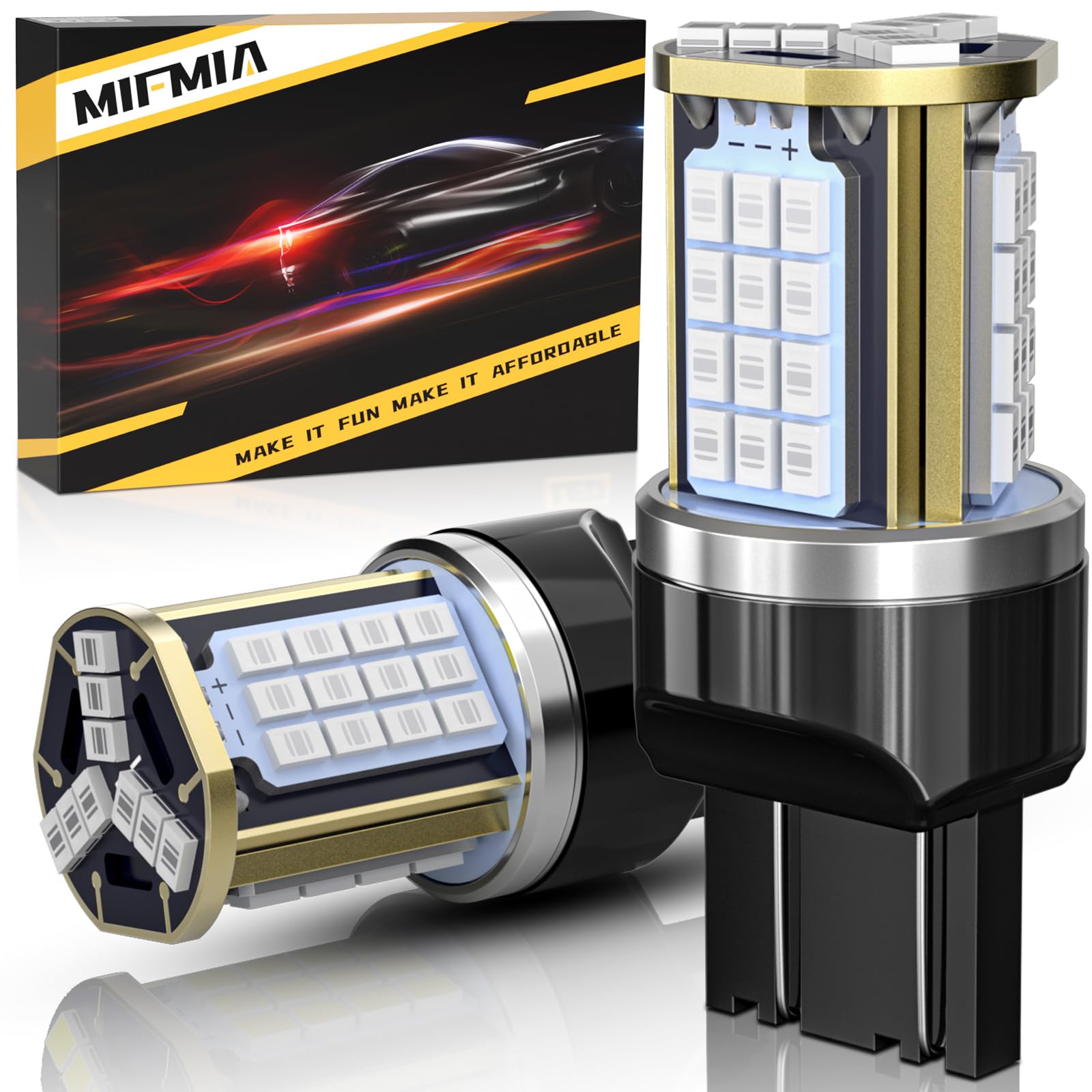 MIFMIA 7443 LED Bulb Red, 500% Brighter, 45-SMD Chipsets, High Power Stop Tail Brake Lights, Pack of 2