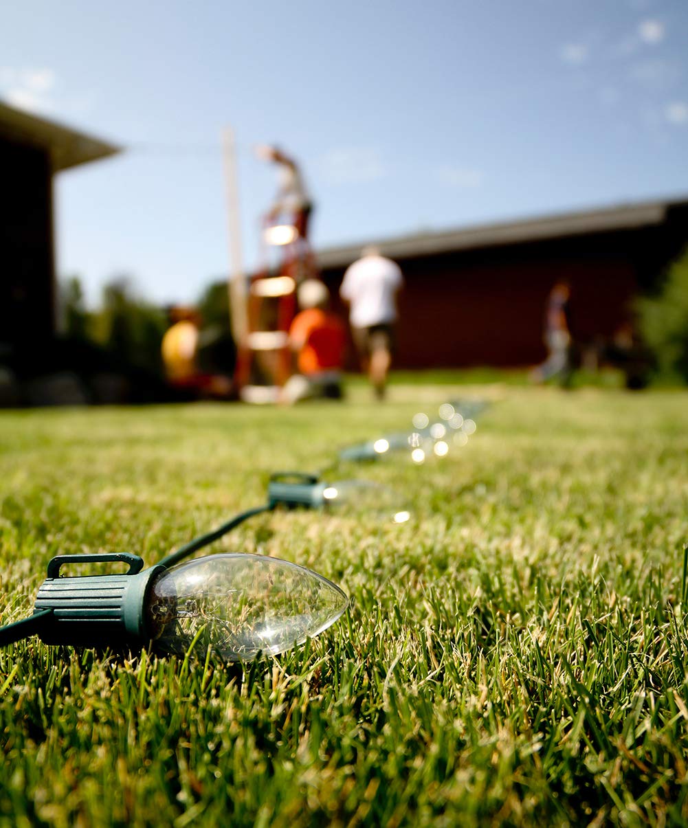 Romasaty C7 Outdoor String Light Bulbs, Clear Glass Replacement Bulbs, 25 Count, 5 Watt