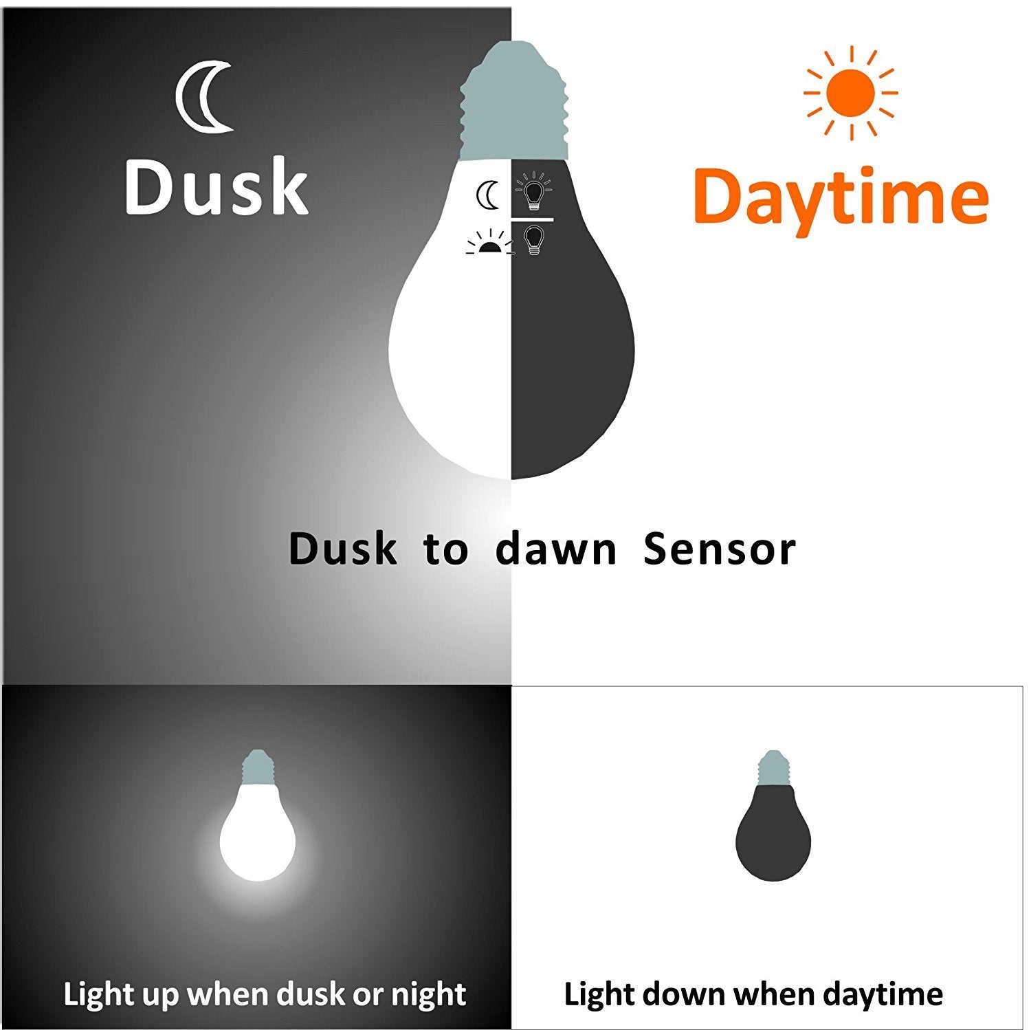 Spolico Dusk To Dawn Led Light Bulbs, 7W 800Lm, St58 St19, Warm White, Pack Of 6, Glass, Indoor/Outdoor Use