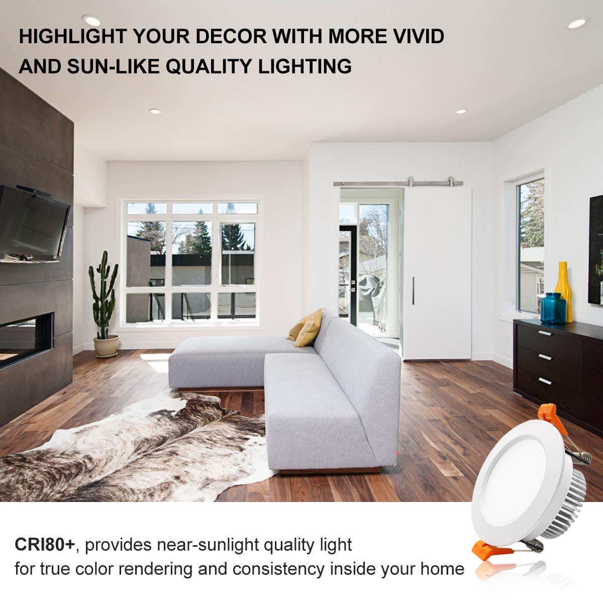 YGS-Tech 3 Inch Dimmable LED Recessed Lighting, 5W (40W Halogen Equivalent), CRI80, 4000K Natural White, Aluminum, 10 Pack