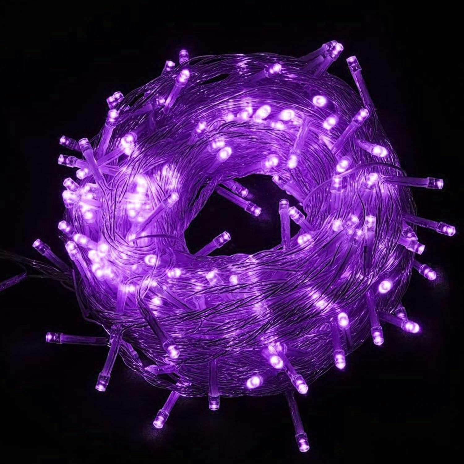 FULLBELL Purple Christmas Lights Indoor, 8 Modes Plug in Purple Lights Clear Wire, Purple Christmas Tree Lights for Christmas, T