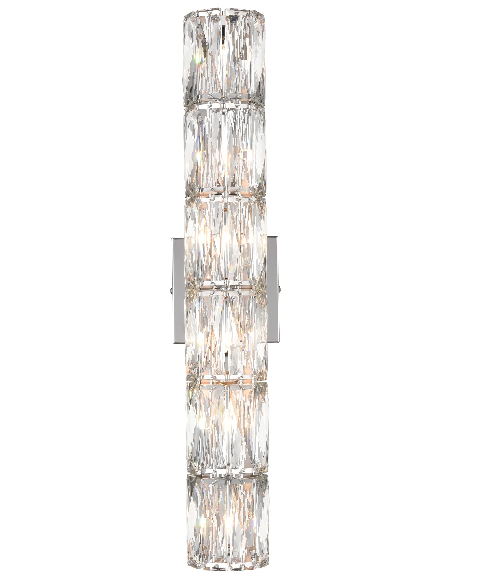 SAMTEEN Chrome Crystal Wall Sconce Contemporary 6-Light Crystal Sconces Wall Lighting Modern Nickel Wall Sconce Clear Glass Wall