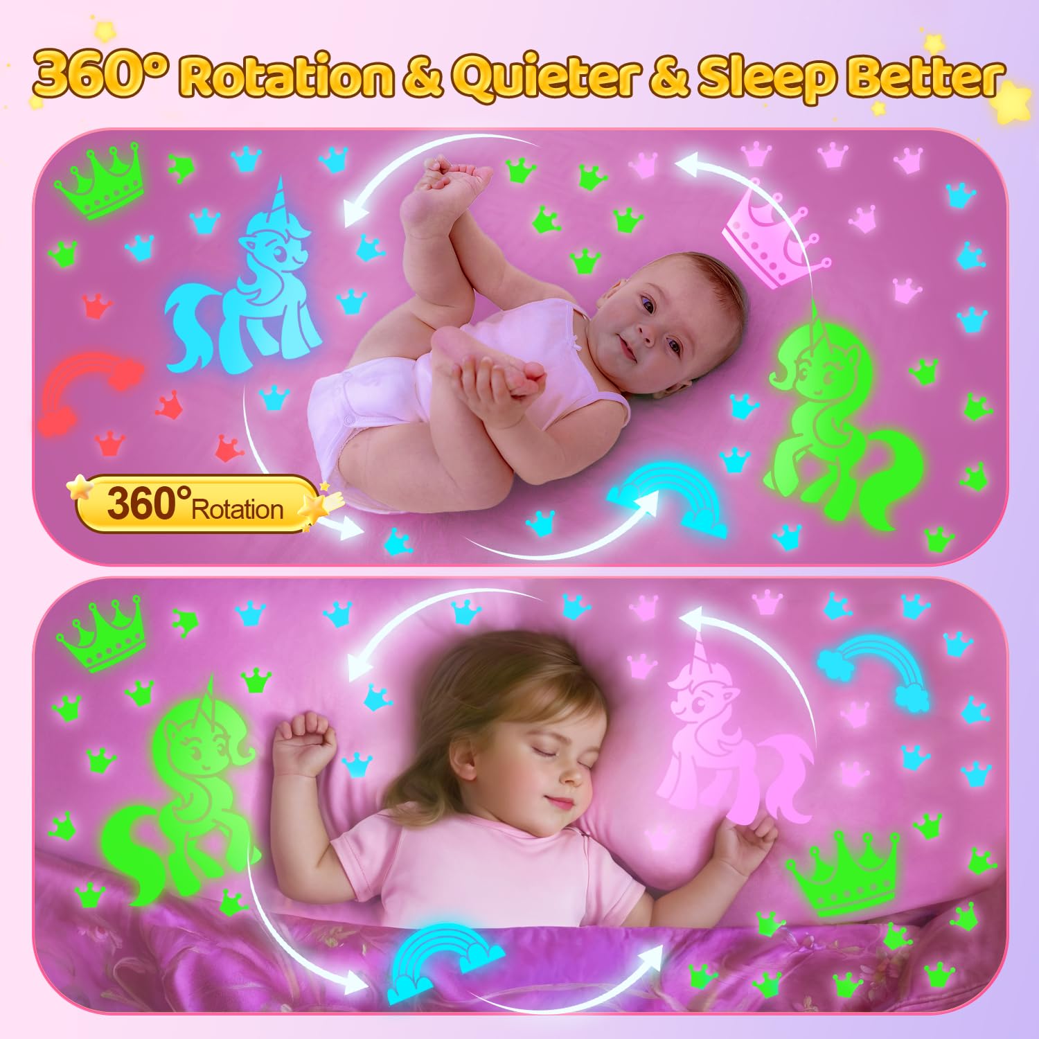 PIKOY Star Projector & Unicorn Princess Toy for Girls, 3 Slides, Pink, Model WH-E26, Birthday Gift for Ages 2-8