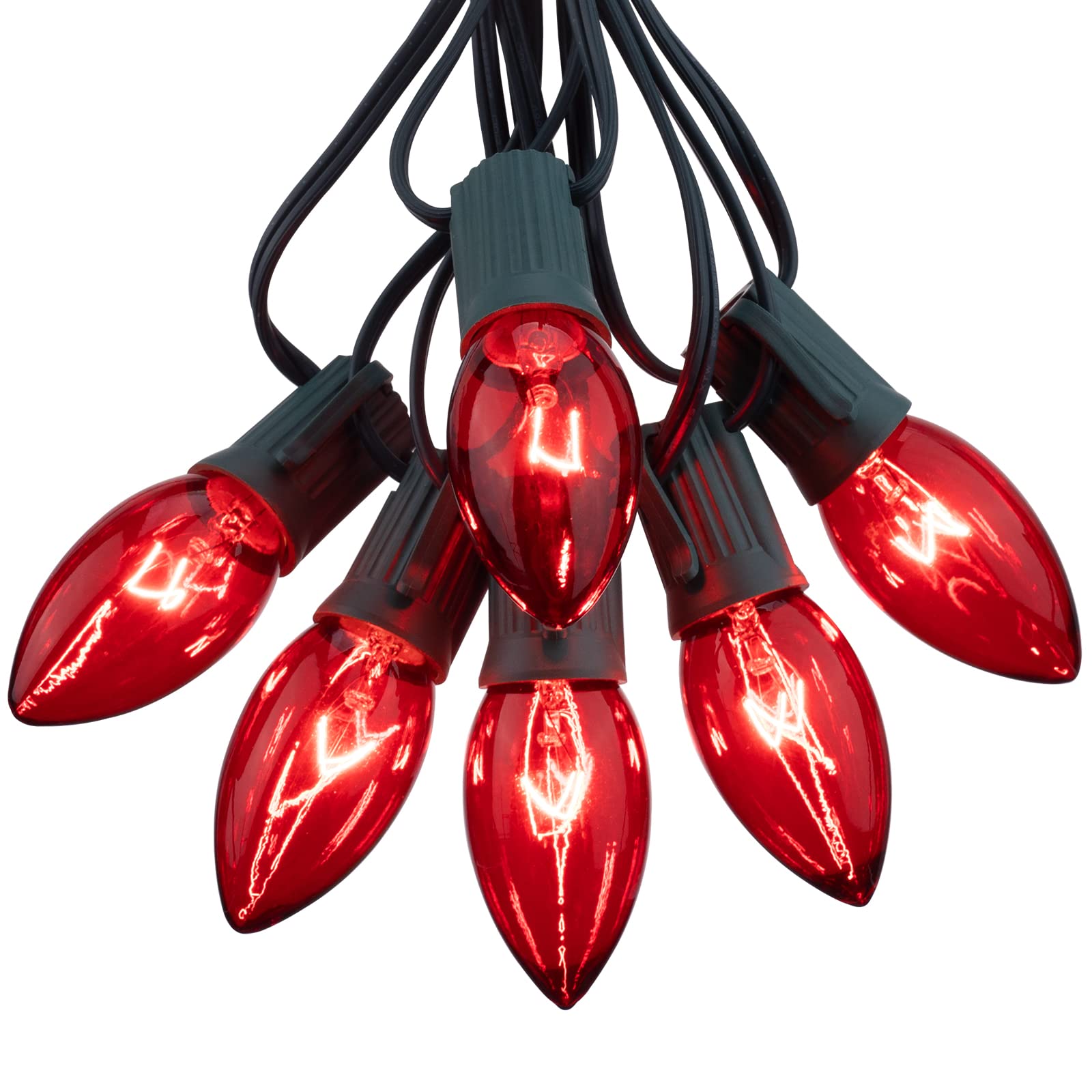 25 Pack C9 Incandescent Bulb Red, C9 Christmas Replacement Light Bulb For Christmas String Light, E17 Intermediate Base, 7 Watt,