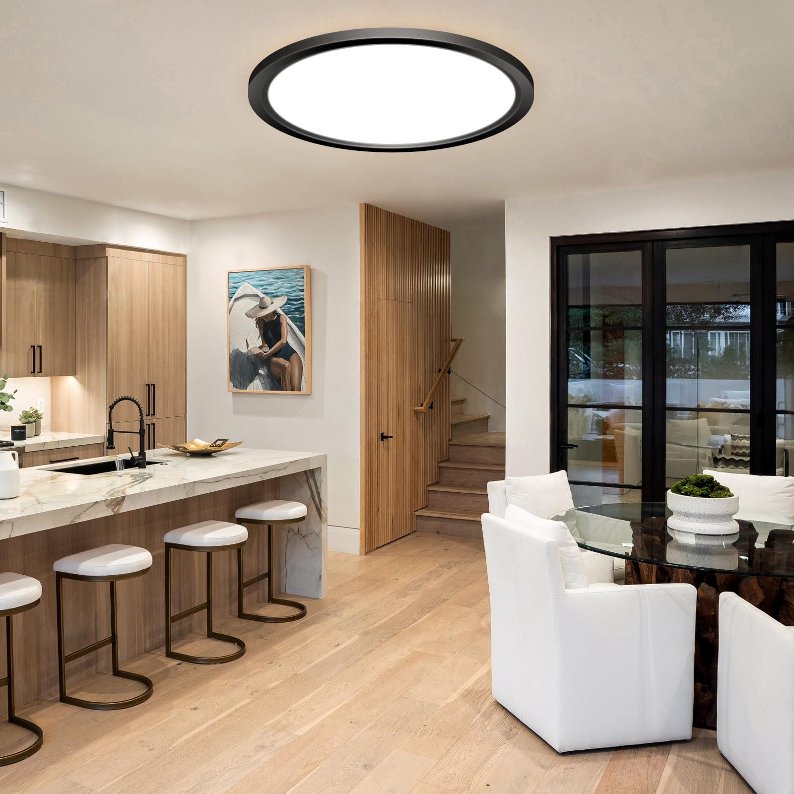 Slochi 2PACK LED Flush Mount Ceiling Light, 24W 3200Lm, 12Inch, Black, Model CLS29A-2-BK