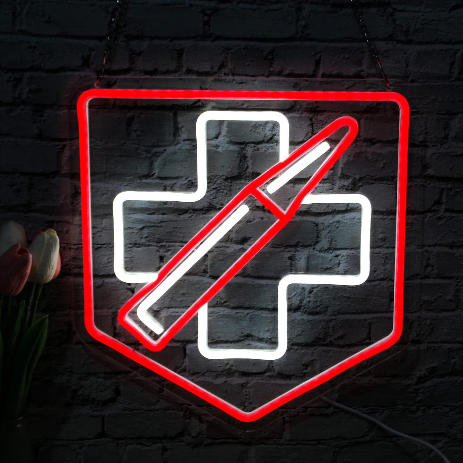 Jesalah Neon Sign for Game Room Decor, LED Wall Light, Red White, USB, Decorative Night Light for Teen Boy Bedroom