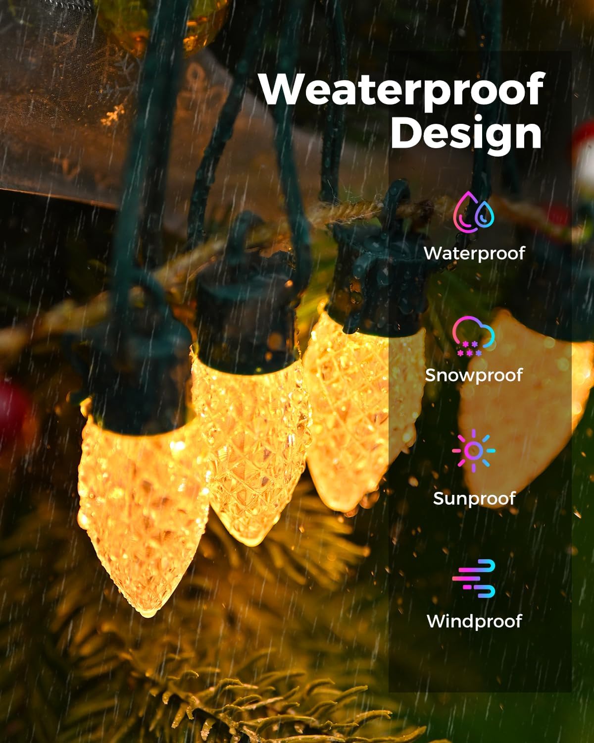 Litogo C9 Christmas Lights Outdoor With Remote Control, 50Ft 25Led Rgb Color Changing Xmas String Lights With Timer, Waterproof