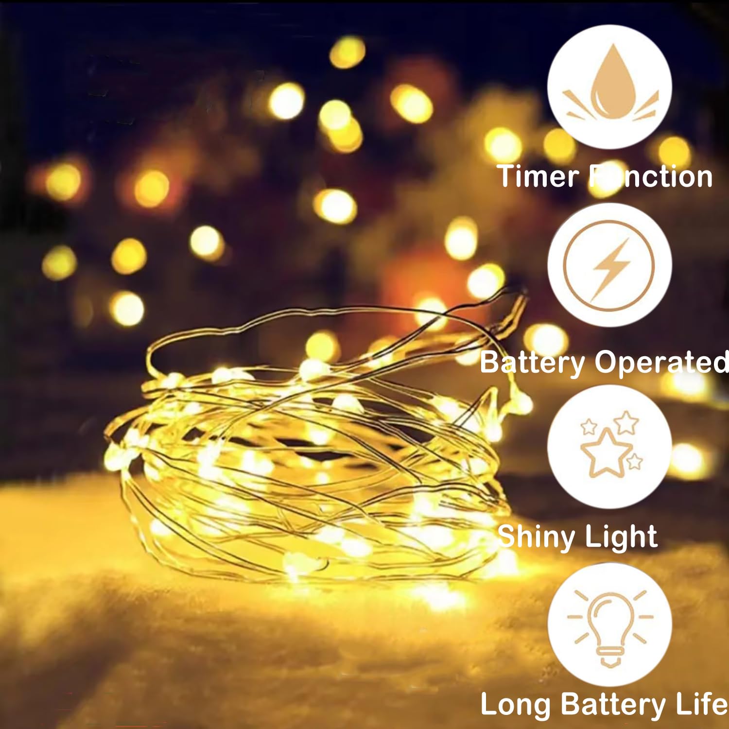 7 Pack Led Fairy Lights Battery Operated With Timer,3M 30 Led Firefly Lights Copper Wire Mini Twinkle String Lights,For Bedroom,Christmas,Wedding Decorations,Warm White