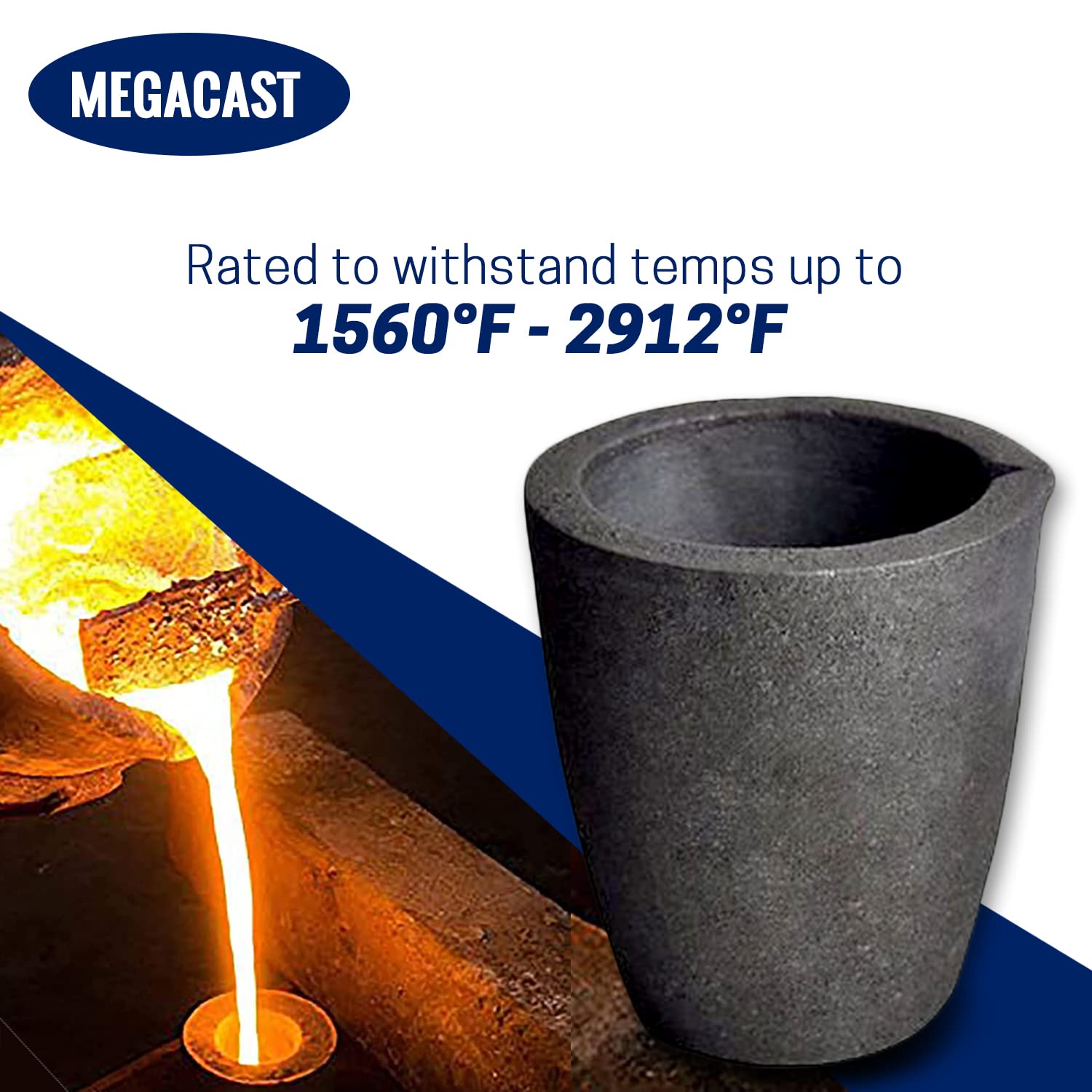 #3 6Kg Metal Cap. Megacast, Foundry Clay Graphite Crucibles Black Cup Furnace Torch Melting Casting Refining Gold Silver Copper