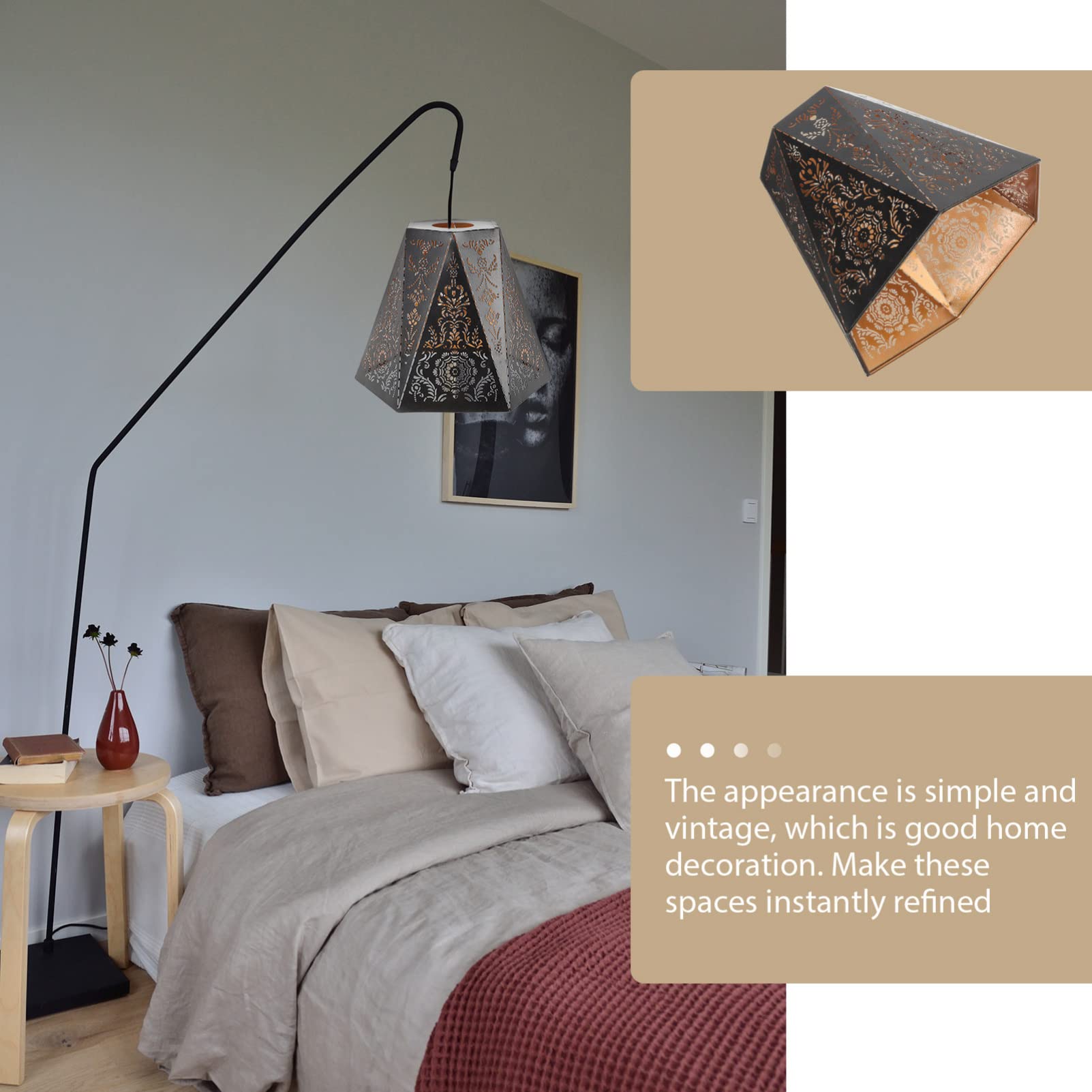Uonlytech Vintage Decor E27 Metal Lamp Shade, Flower Hollow Out Chandelier Lampshade Table Lamp Cover Light Accessories For Pend