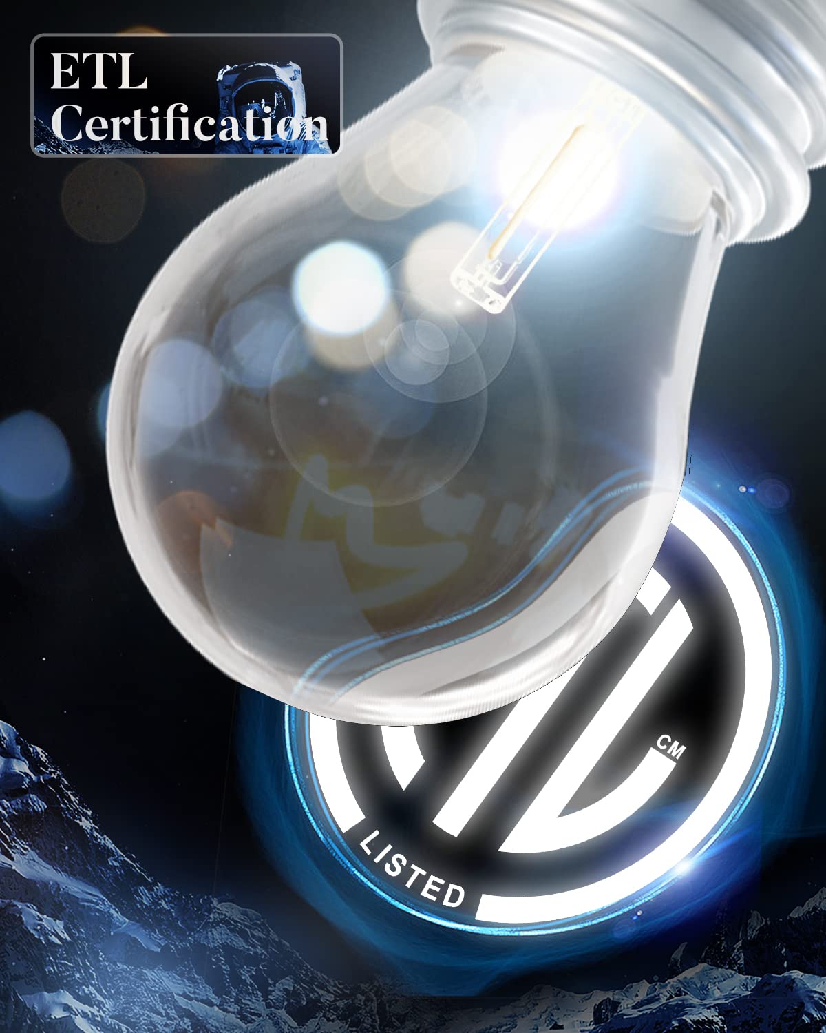 Lightdot 100Ft Outdoor String Lights, Led Bistro String Lights With Shatterproof S14 Bulbs, 2200K Dimmable, Waterproof Hanging L