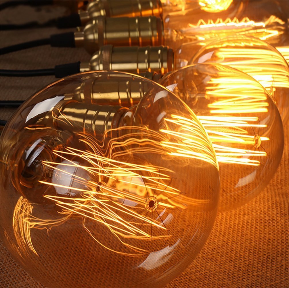 Goendr Vintage Edison Bulb,Large Round Edison Antique Light Bulbs-G30/G95 120V - Dimmable Thread Filament Style Nostalgic Light