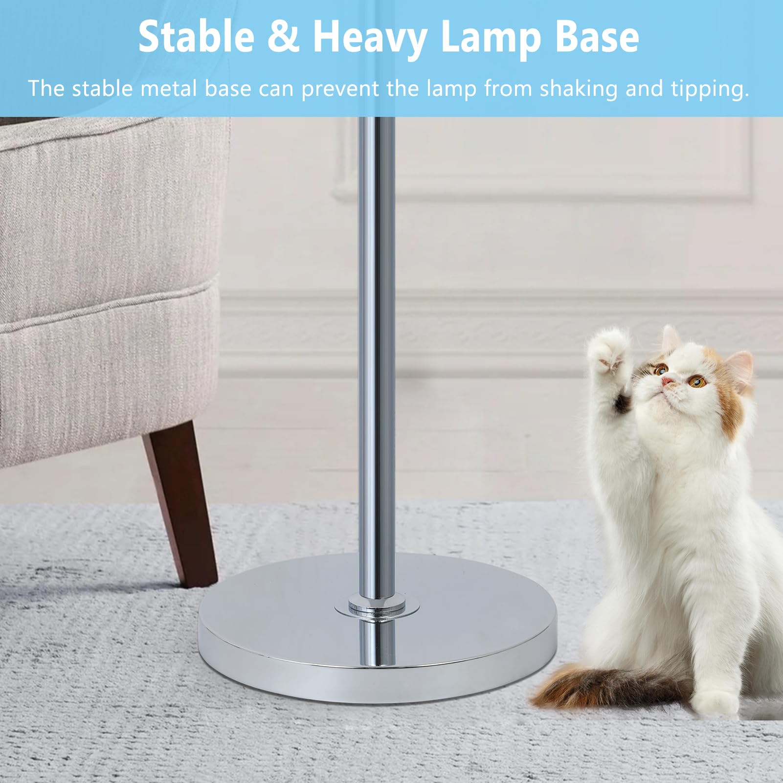 Stepeak Modern Crystal Floor Lamp, 65" Tall Dimmable Silver Tree Lamp with Dimmer Switch, Ideal for Living Room and Bedroom Reading