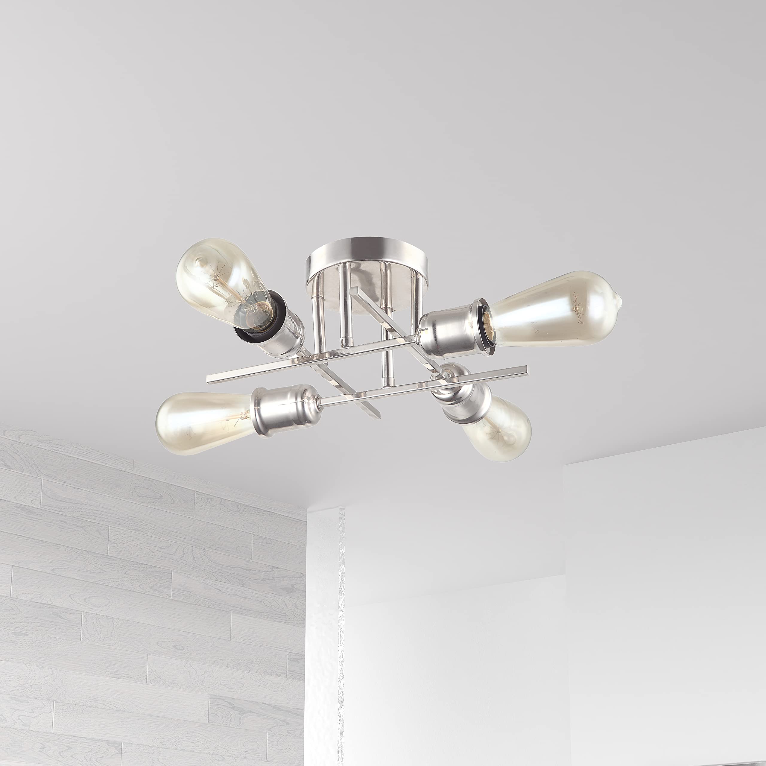 Dainolite 4 Light Burnished Chrome Flush Mount