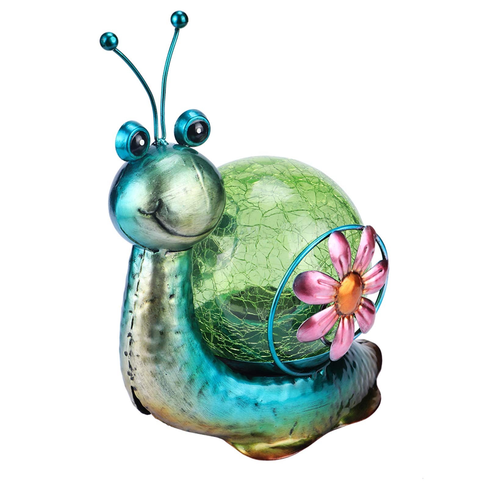 MUMTOP Solar Lantern Snail Decorative LED Light for Outdoor Patio Garden, Waterproof Glass, Green