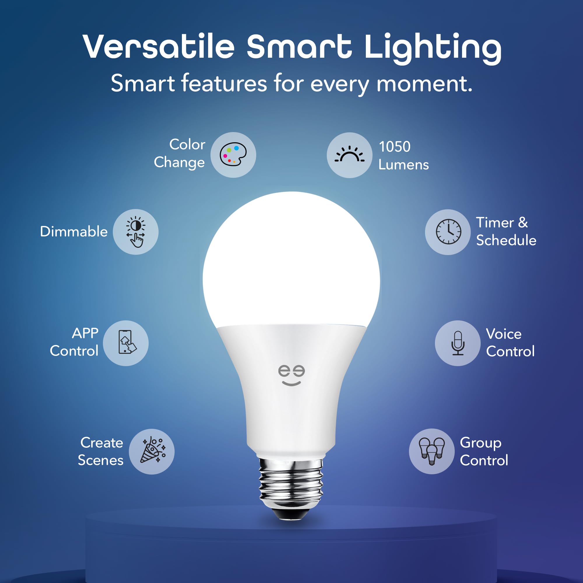 Geeni Prisma 1050 WiFi LED Light Bulb, Multicolor (2700K): Dimmable LED Bulbs, A21, 75-Watt Equivalent: No Hub Required: Compati