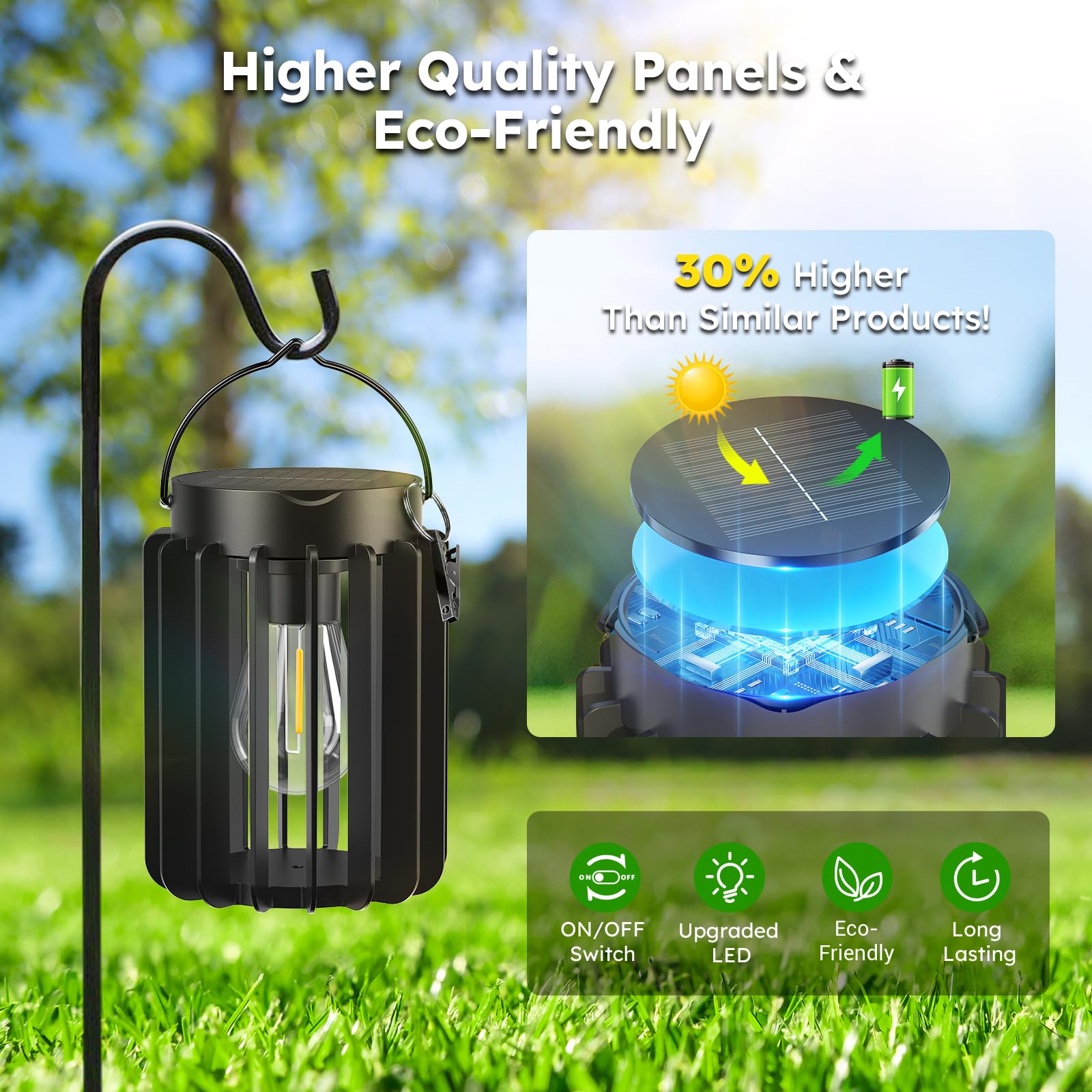 Ahaorigin Solar Lanterns Outdoor Waterproof  Brighter Up To 12 Hrs Outdoor Hanging Solar Lights  Outside Hanging Lanterns For Garden Porch Patio Yard Decor  Gifts For Women Mom Father Black  4 Pack