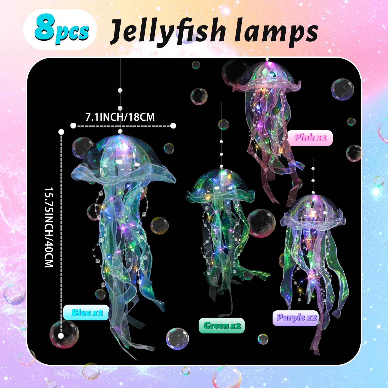 Ycitusi Jellyfish Lanterns - 8 Pcs Jellyfish Party Decorations, Hanging Jelly Fish Lanterns For Mermaid Theme Party Under The Se