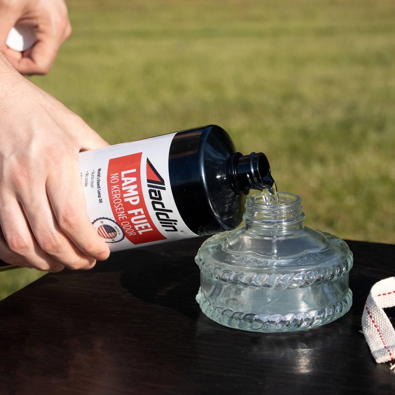 Aladdin Clear Lamp Oil Fuel - Kerosene Alternative Clean Burning Odor Free For Indoor/Outdoor Flat Wick Lanterns, Lamps And Tiki Torches, 64 Ounces