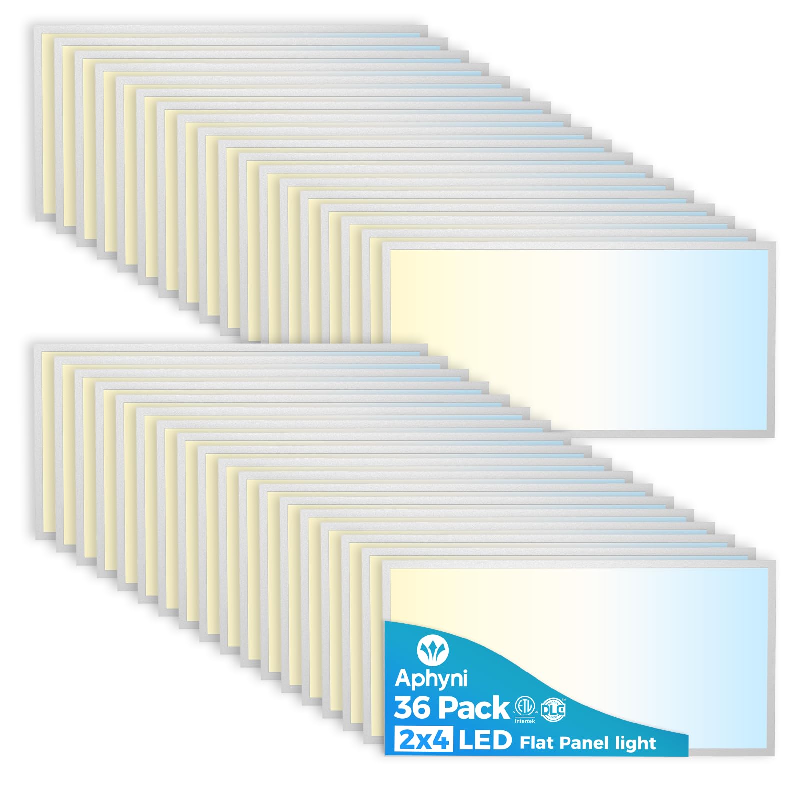 Aphyni 36Pack 2X4 Led Flat Panel Light, 50W 6600Lm Drop Ceiling Light Fixture, Selectable Color Temperature 4000K/5000K/6000K, 5