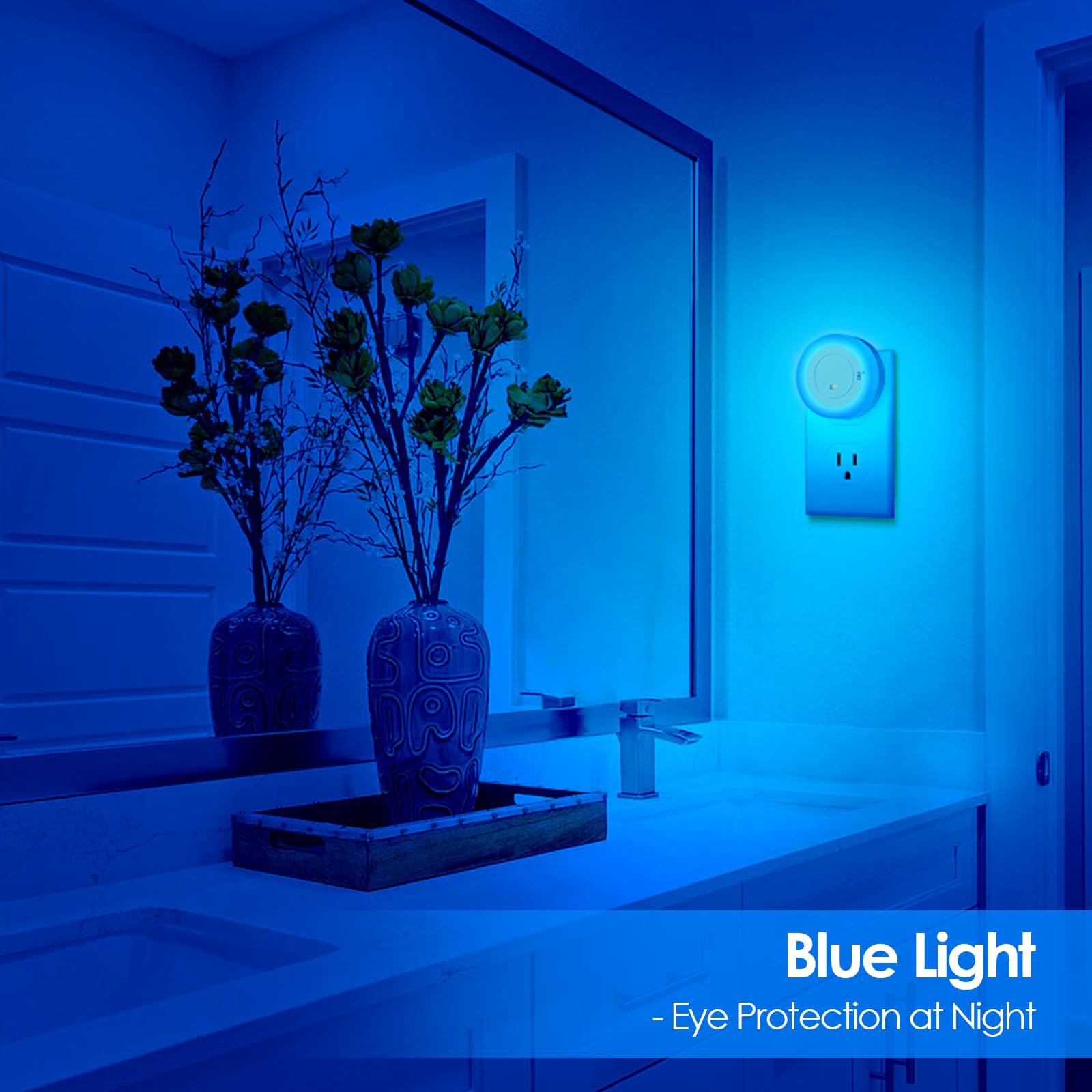 Folksmate Led Night Light, Dimmable Plug-In Dusk To Dawn Sensor Hallway Lights, Smart Nightlight For Bathroom, Bedroom, Adults &