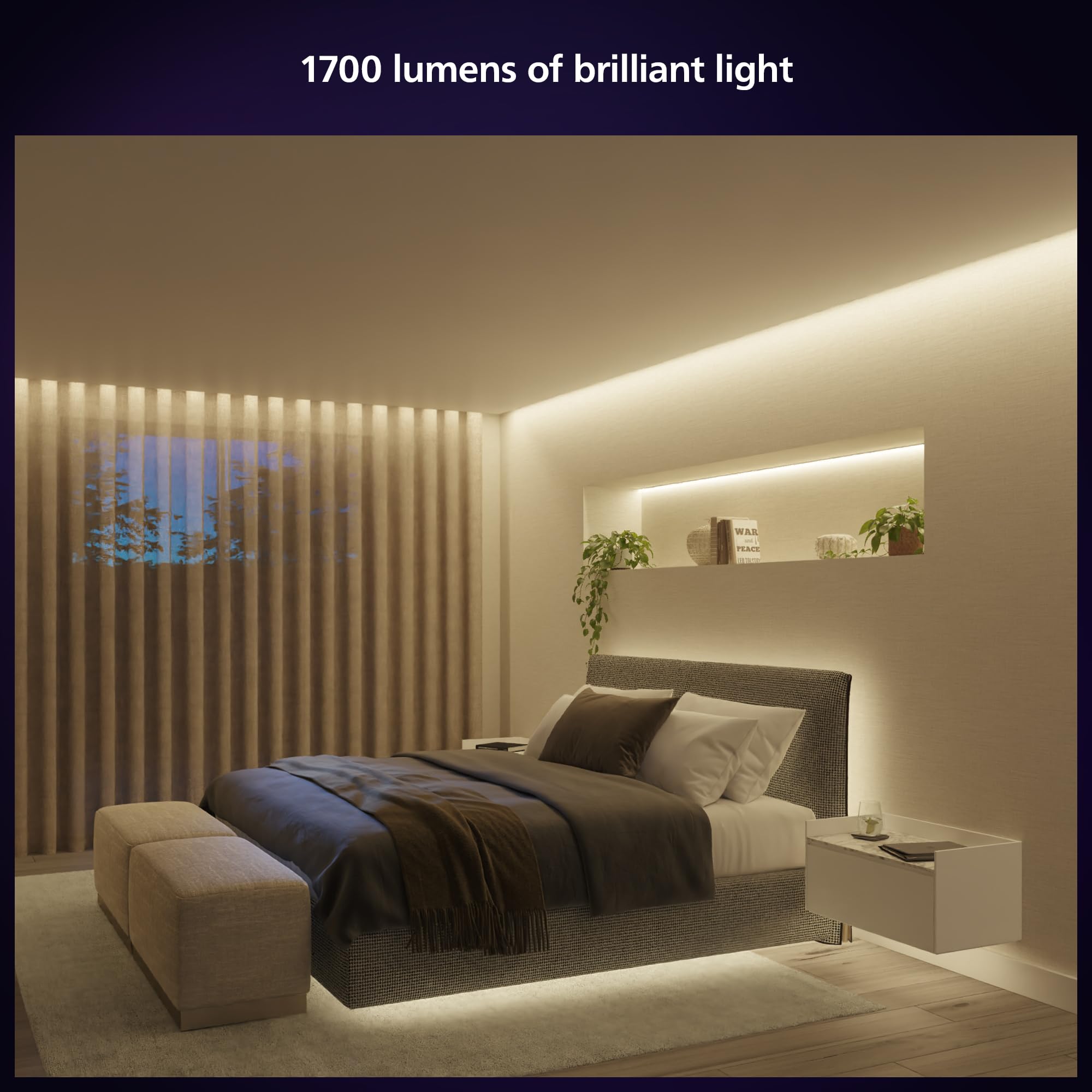 Philips Hue Indoor 10 Ft Smart Led Solo Lightstrip Base Kit Bundle With Bridge - Control With Hue App, Compatible With Alexa, Go