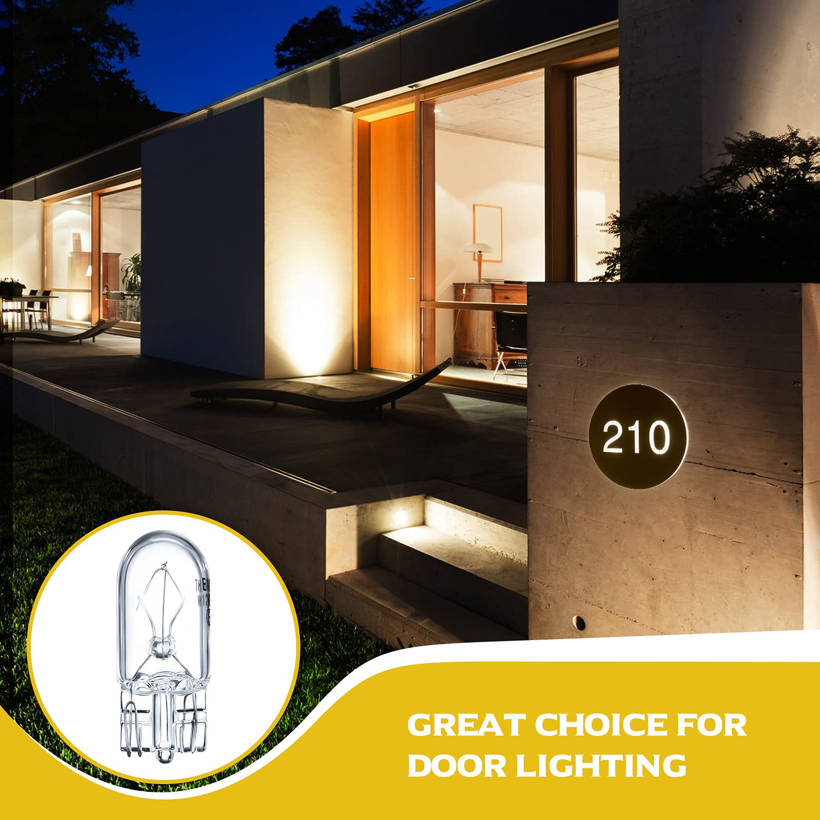 Honoson 1/4 Wedge Base 12V 5W Bulb Clear Krypton Light Bulb For Landscape, Rv And Cabinet Lighting (50 Pieces)