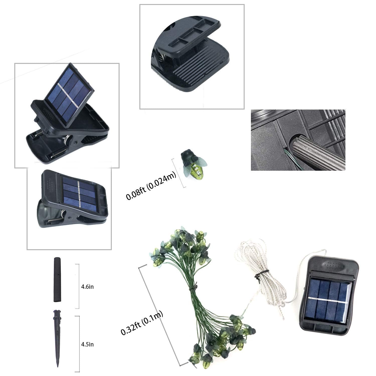 Angmln 2 Pack Solar Firefly Lights, 30 Led Solar Fireflies Lightning Bugs Fairy String Lights Outdoor Solar Powered String Light