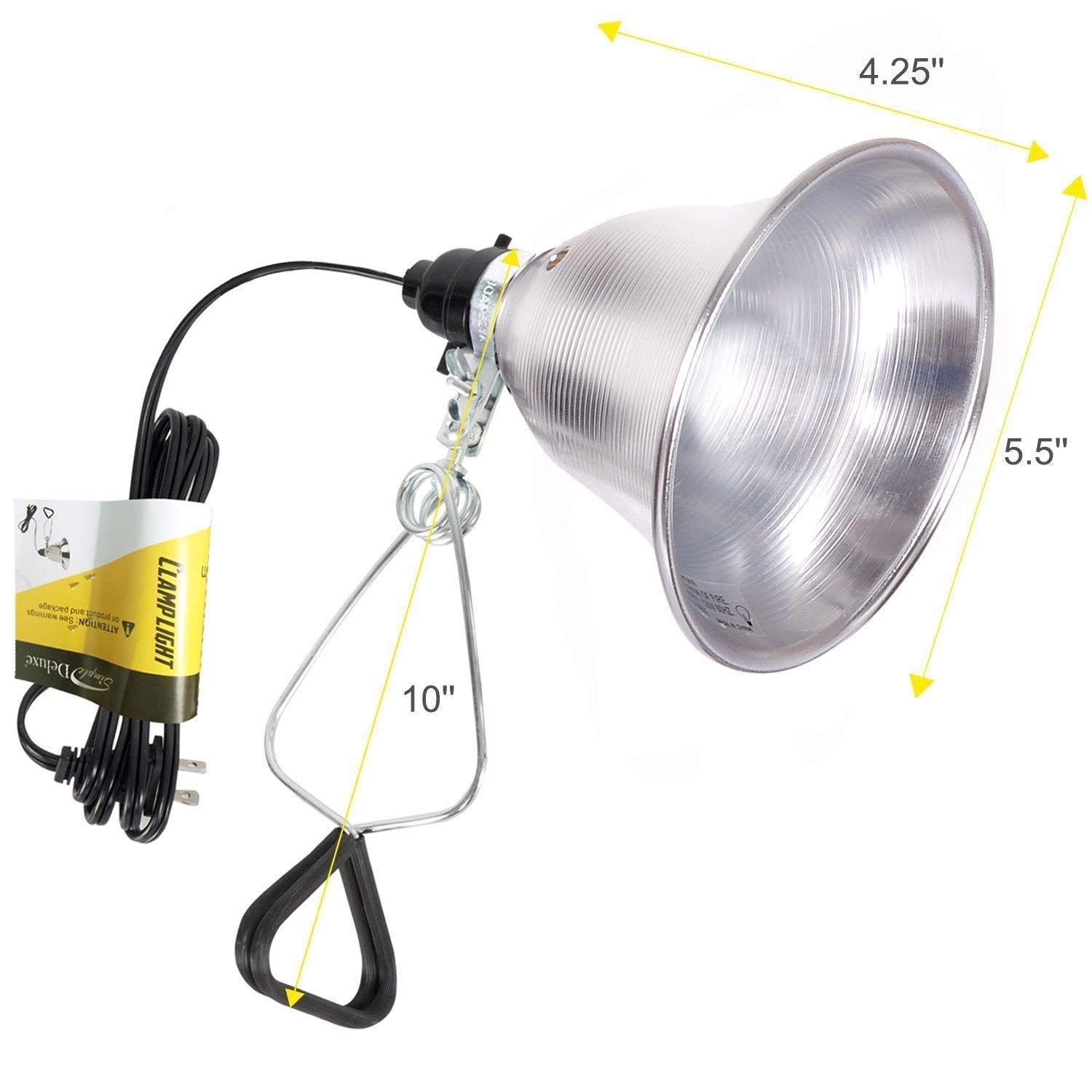 Simple Deluxe Clamp Lamp Light 2-Pack with 5.5in Reflector, 60W E26, 6ft Cord, Silver