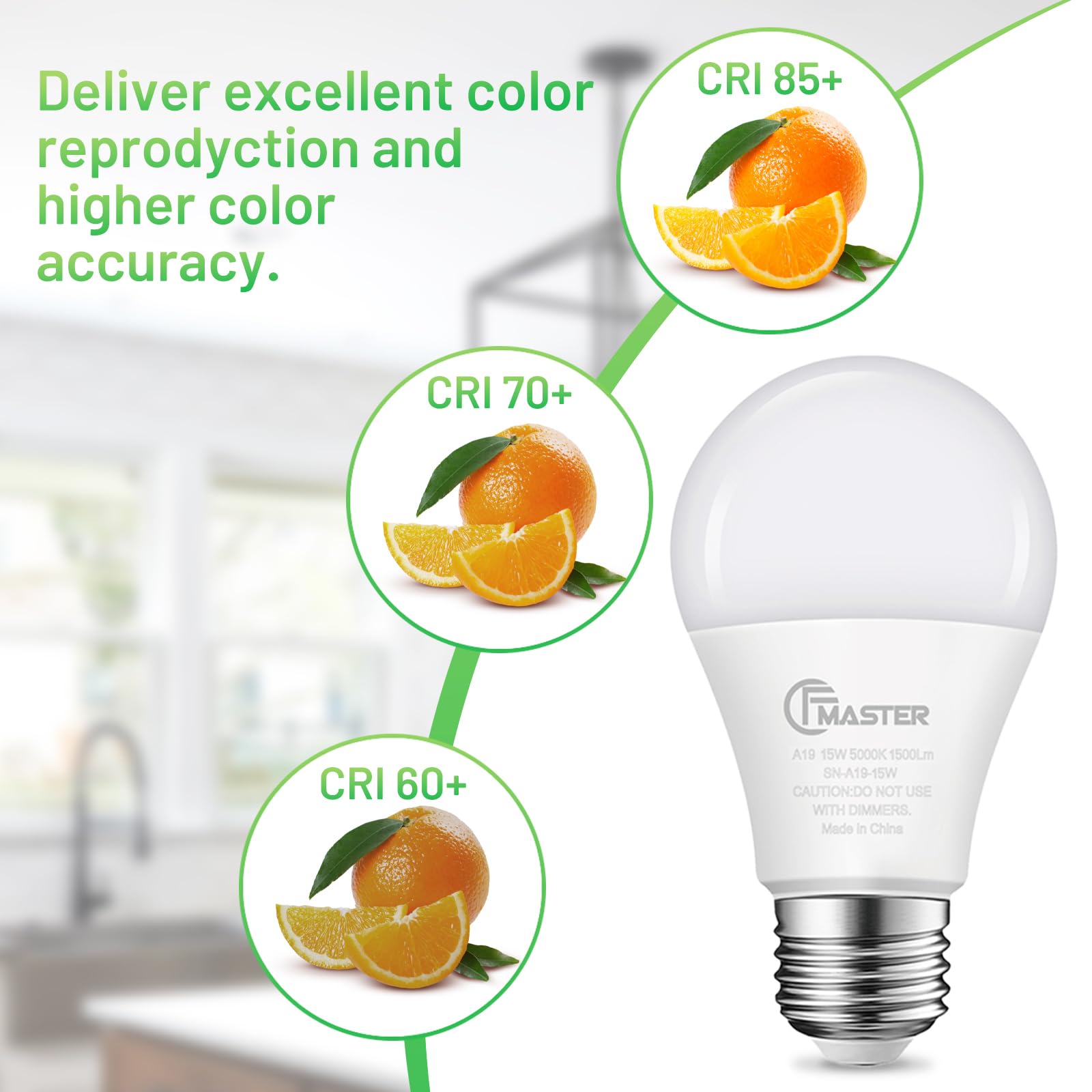 Cfmaster A19 Led Light Bulb, Led Bulbs 100 Watt Equivalent, 5000K Daylight Light Bulbs, 1500 Lumens, E26 Standard Base Lightbulb