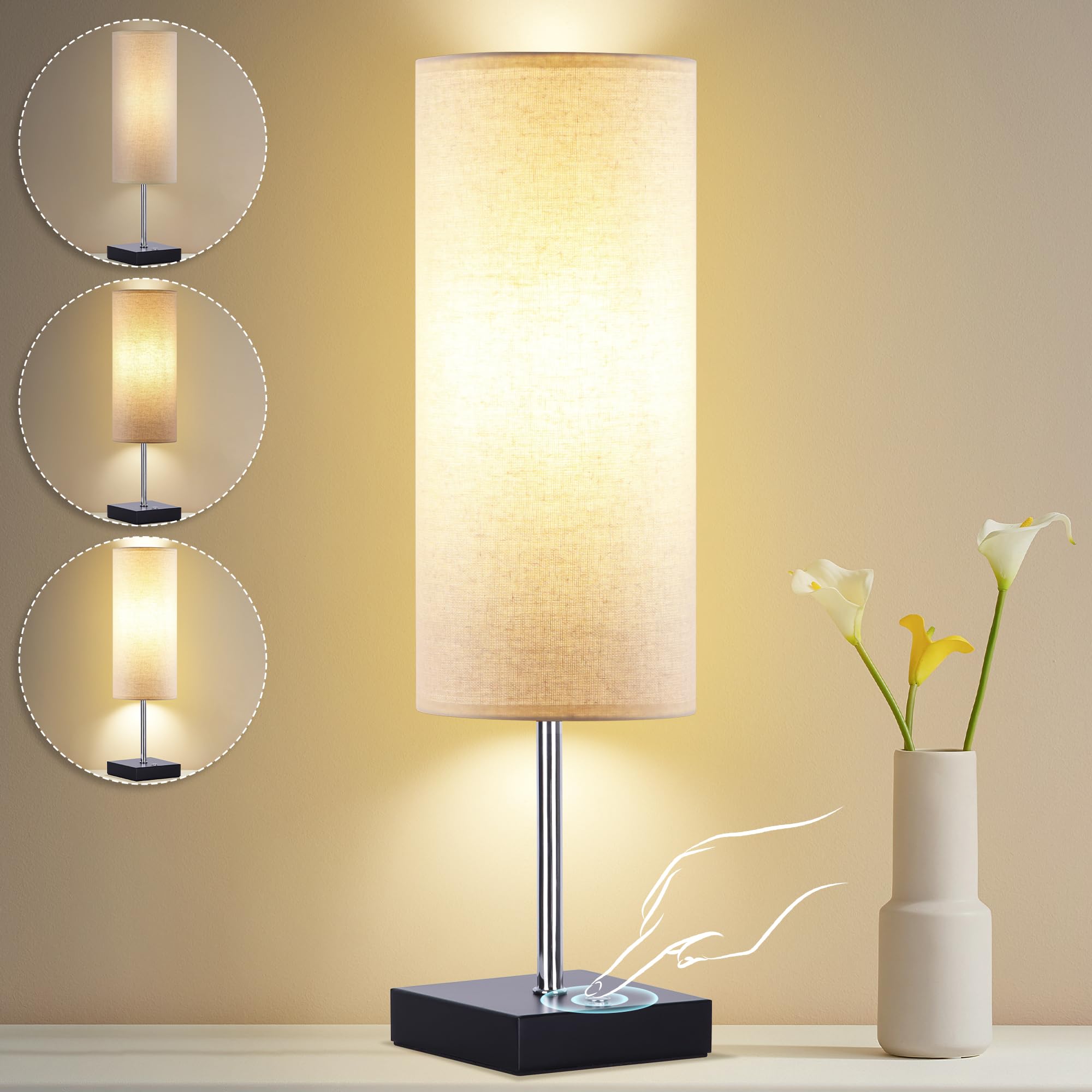 AVV Cordless Table Lamp, 5000mAh Battery, Touch Control, 18 Inch, Beige, Model RD-BTL4W-001