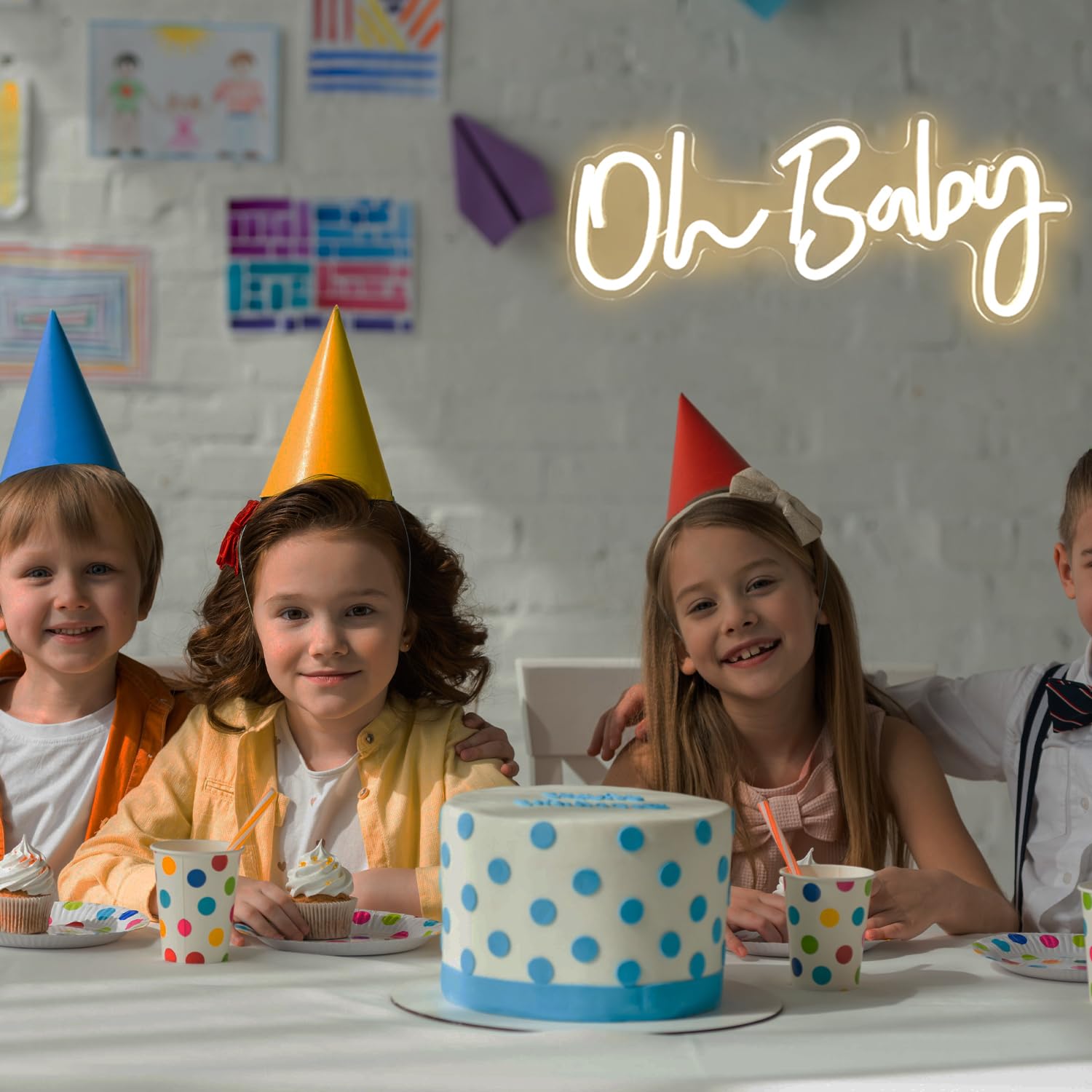 Vveikea Oh Baby Neon Sign Dimmable Neon Light Sign for Wall Decor Oh Babies Sign for Backdrop Led Sign For Baby Shower Wedding B