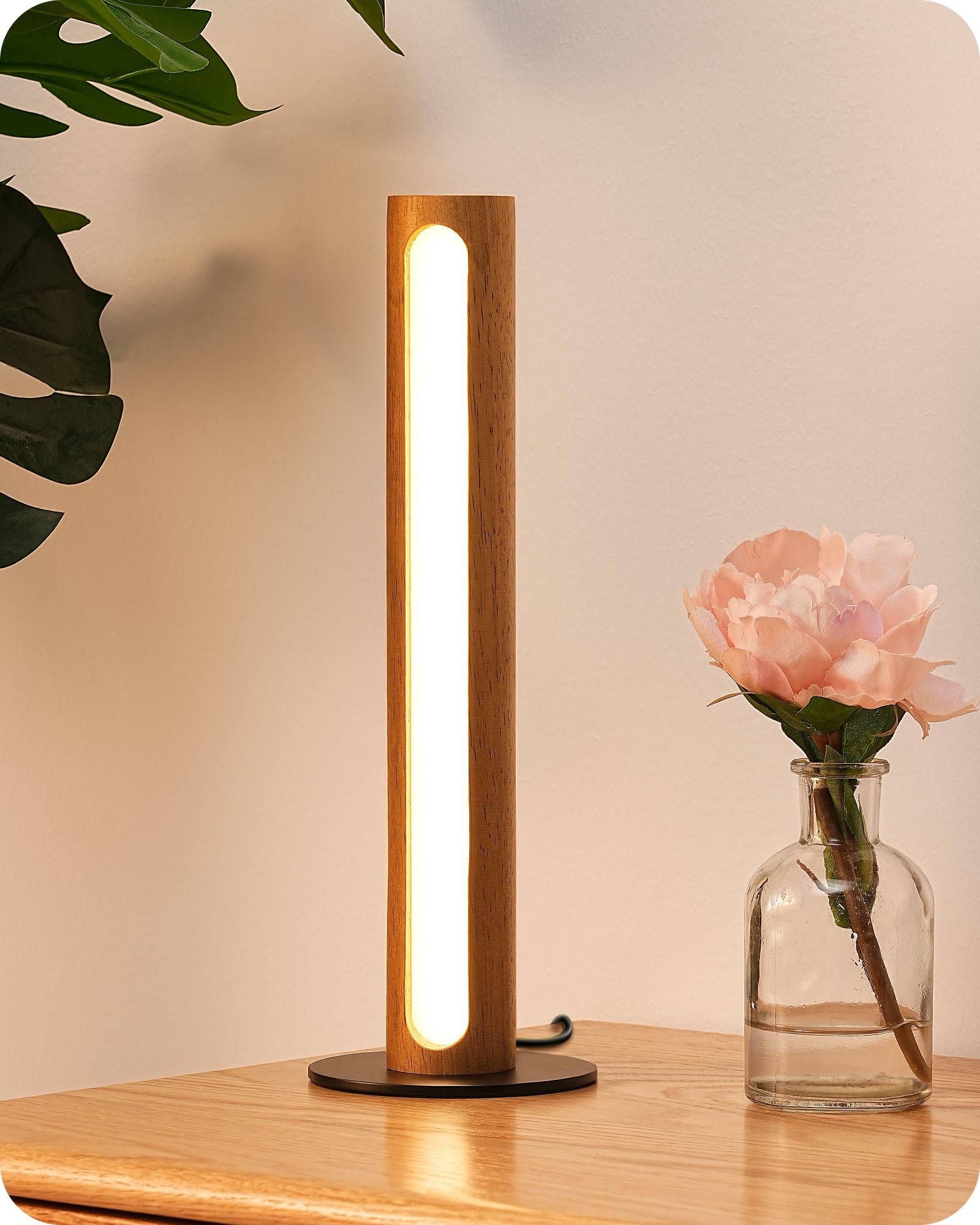 EDISHINE LED Table Lamp, Small Bedside Lamp with 3 Color Temperature & Stepless Dimmable, Memory Function, One-Step Installation