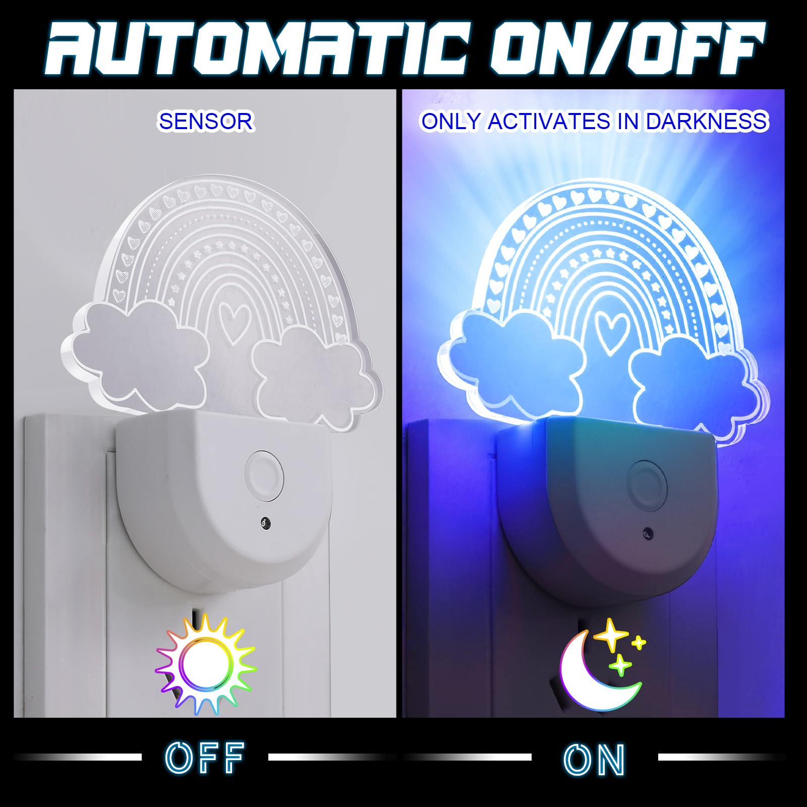 Rossesay 2 Pcs Night Light For Kids Night Light Plug Into Wall Fairy Led Light Dusk To Dawn 6 Rgb Cloros Change For Children Gir