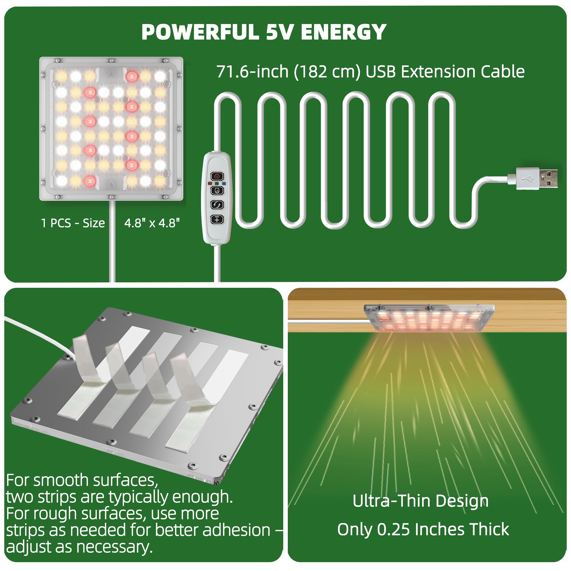 Spotlight Grow Light - 3500K Warm White, Dimmable Full Spectrum with High PPFD | Optical Lenses for Focused Beam, Stick-on Grow