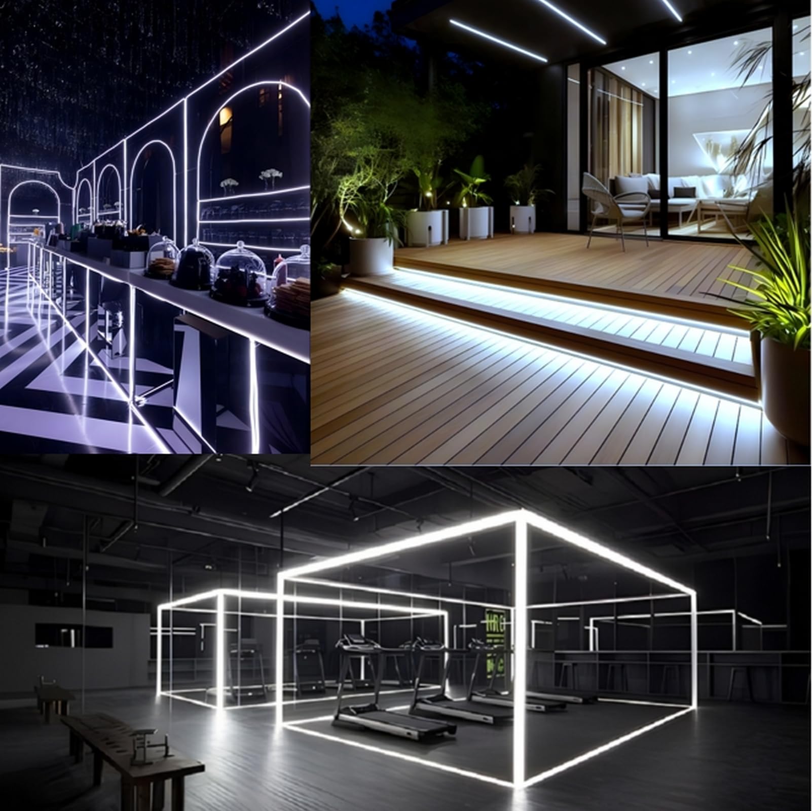 FORT LED Neon Rope Lights 50FT Cool White Flexible Waterproof AC 110V PVC Neon Strip Lighting Model neon-50FT-W