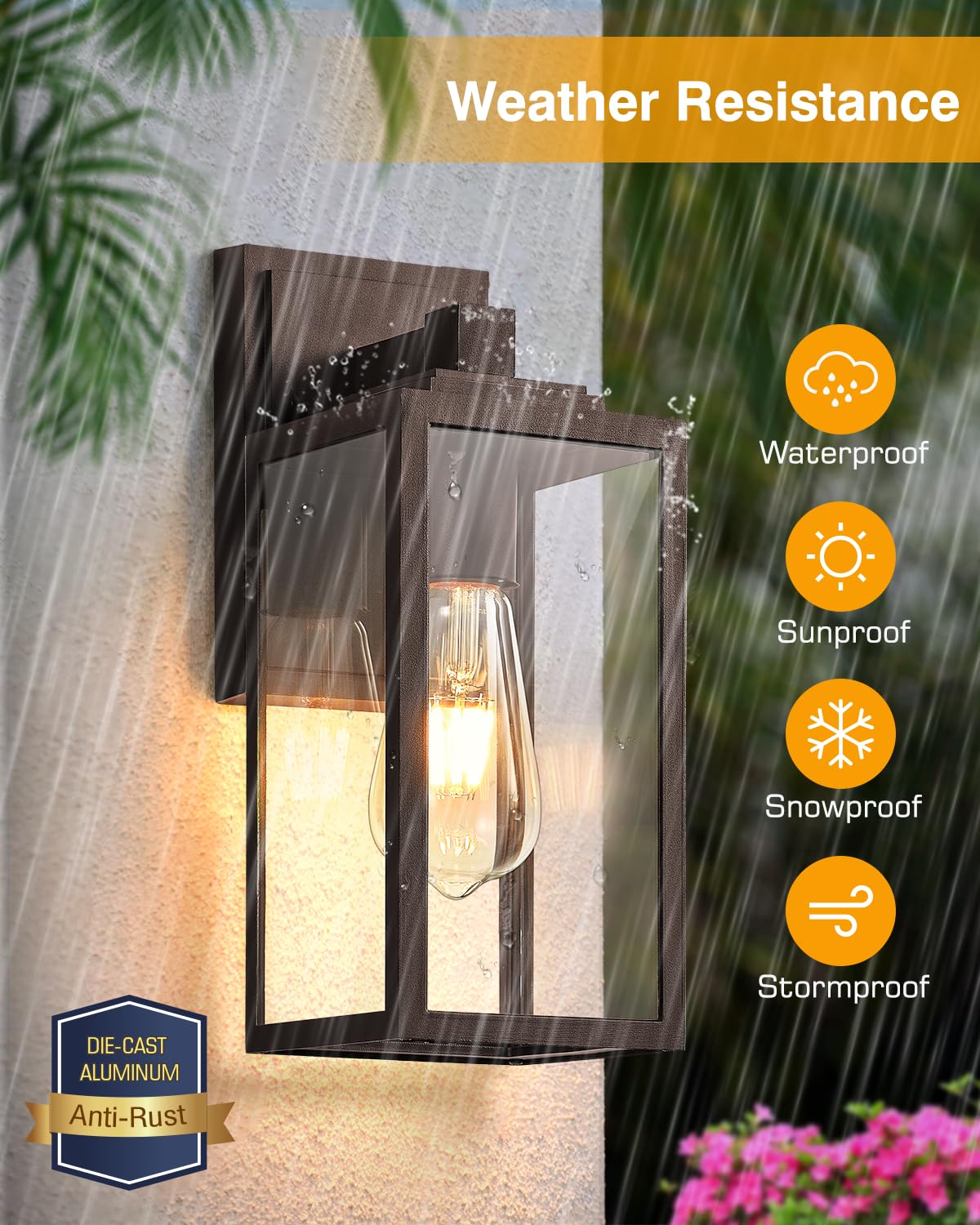 VIANIS Outdoor Light Fixture, 2-Pack Waterproof Wall Mount Sconce, Oil-Rubbed Bronze, Aluminum, Model V81272BR