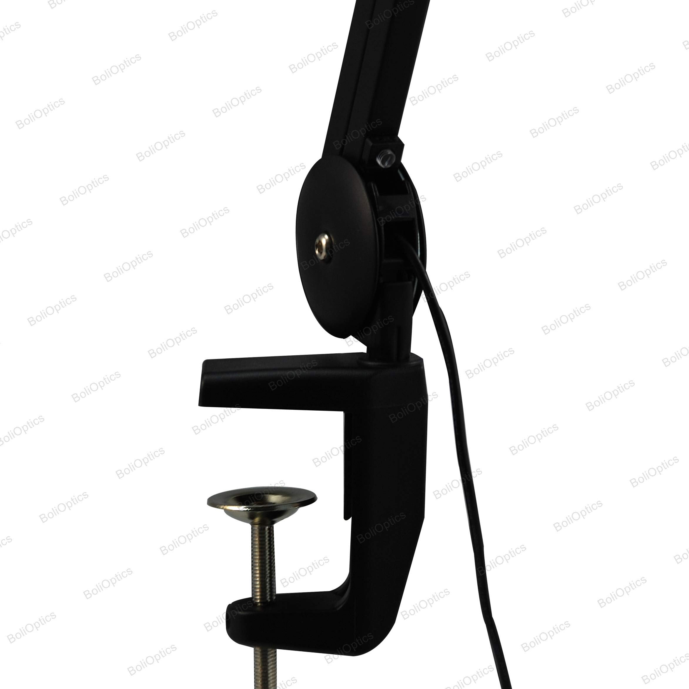 BoliOptics LED Magnifying Lamp with Clamp, 8 Diopter, 3X Magnification, Dimmable, Black, Model MG16303322