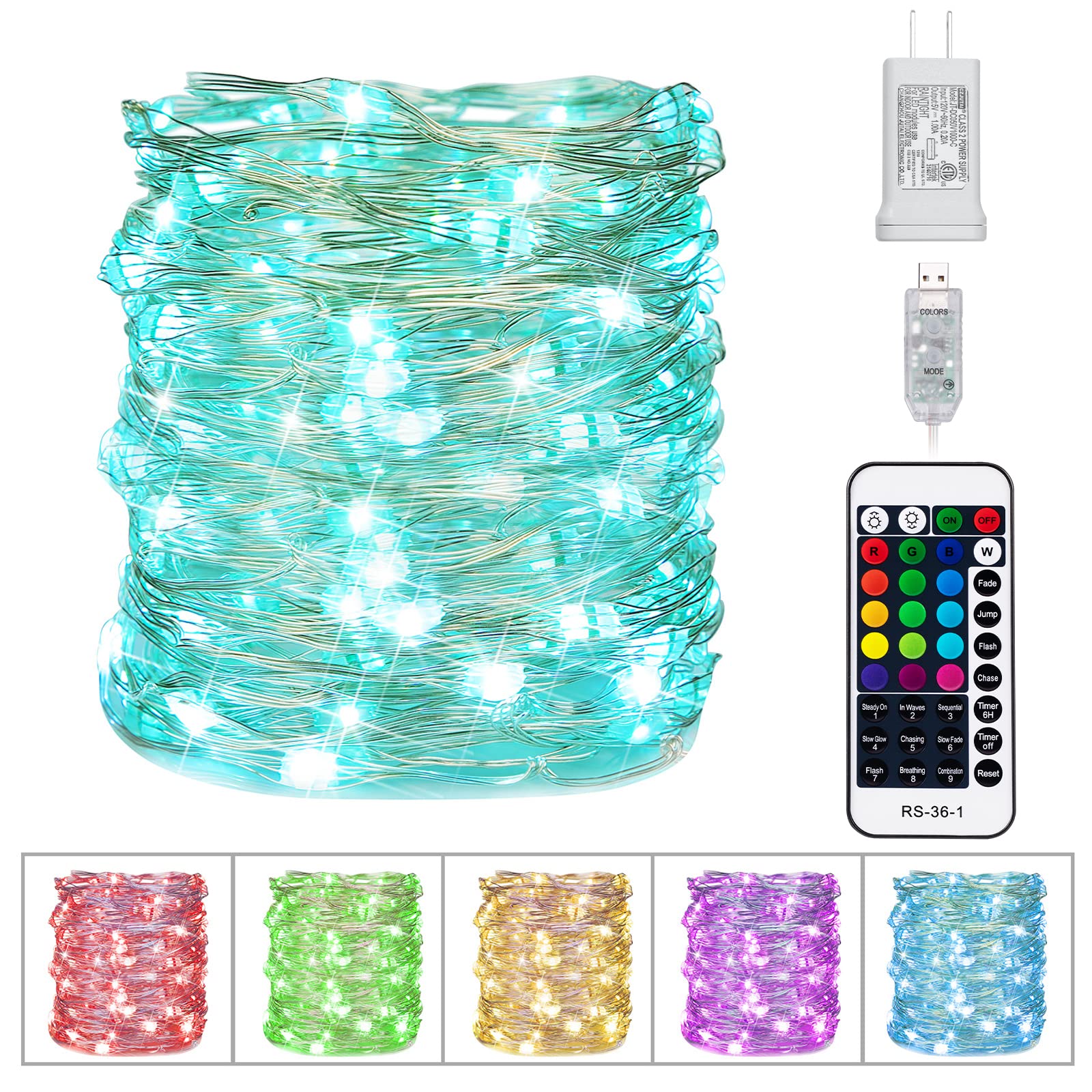 Minetom Fairy String Lights - 33ft 100 LED USB Copper Wire, 16 Colors, Remote & Timer, Perfect for Indoor Christmas Party Decor