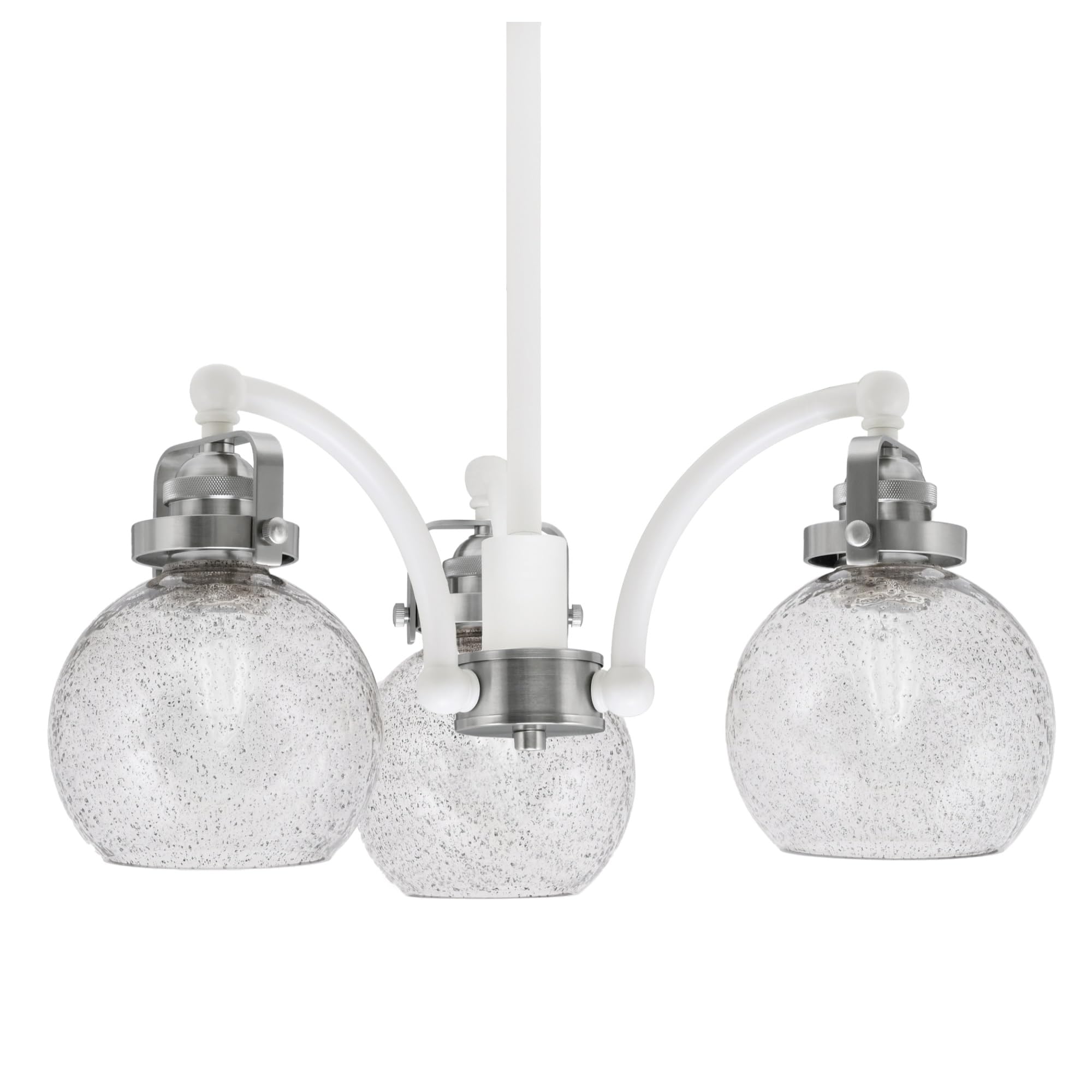 Easton Downlight, 3 Light, Chandelier Shown In White & Brushed Nickel Finish With 5.75&quot; Smoke Bubble Glass